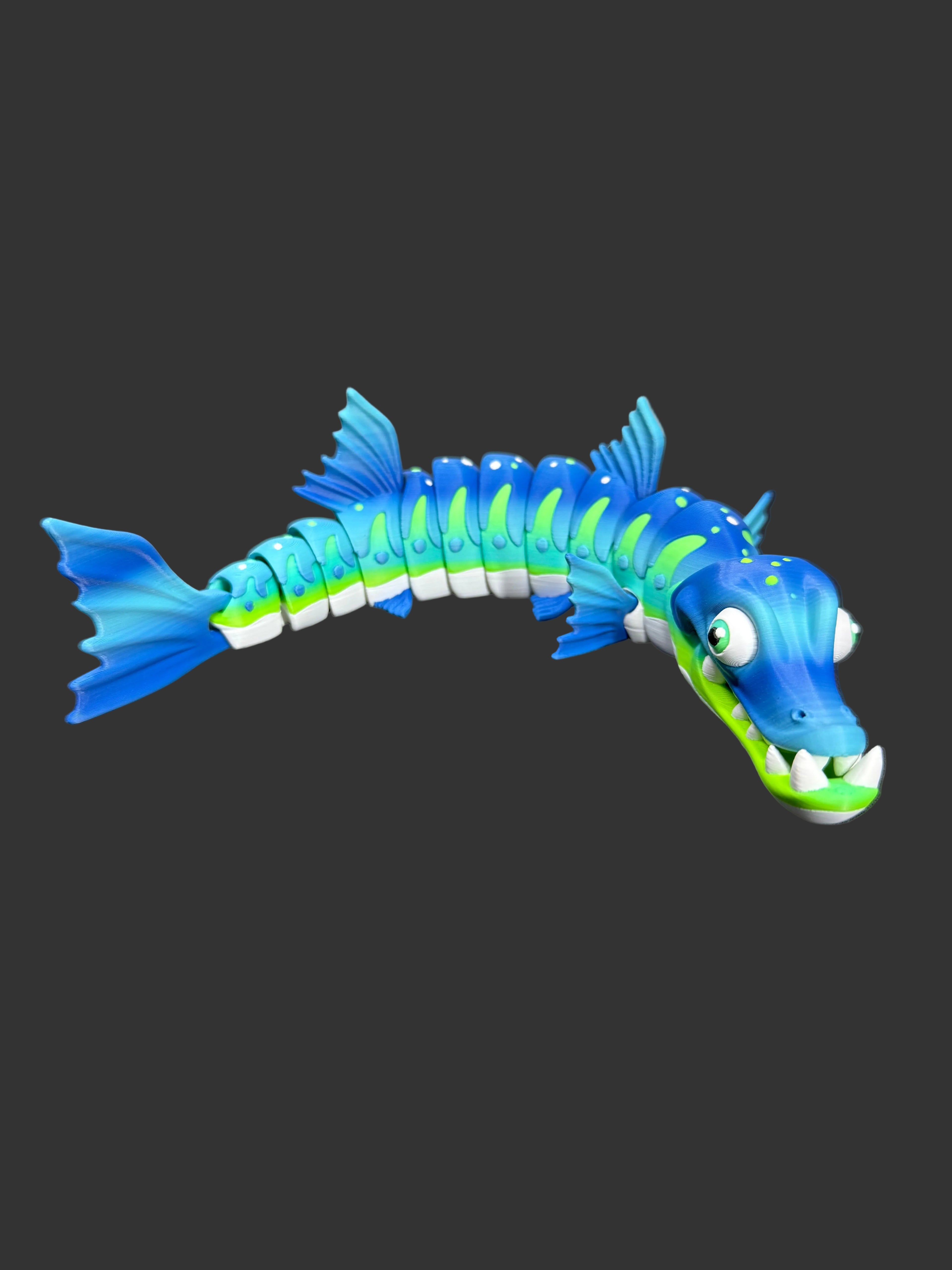 Flexi Barracuda 3D Print – Articulated Sea Creature Toy – 11” Poseable Fish – Ocean Animal Fidget