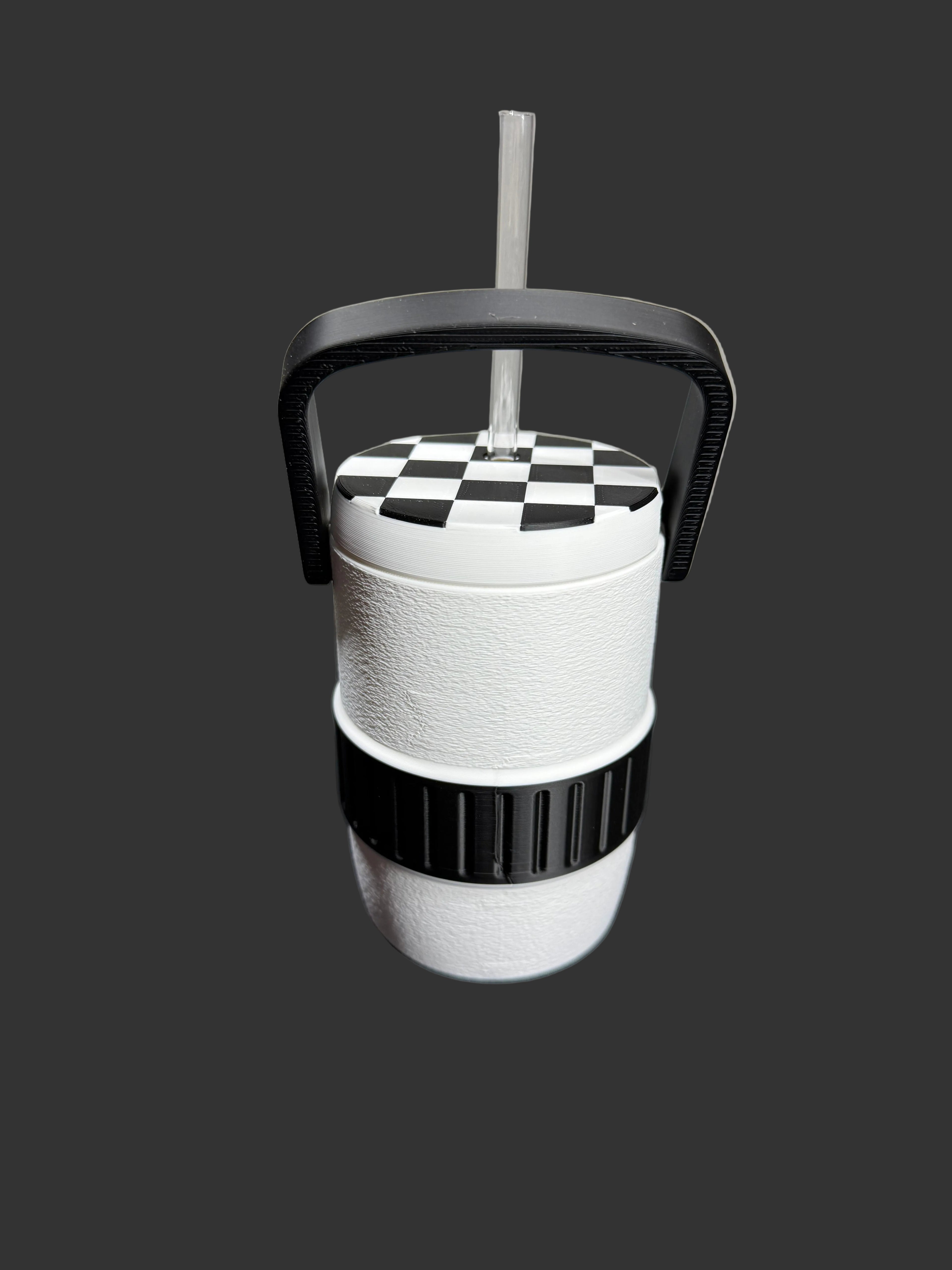 Checkered 12oz Can Sleeve | Black & White Soda Can Holder | 3D Printed Drink Sleeve | Beverage Insulator | Retro Checker Pattern