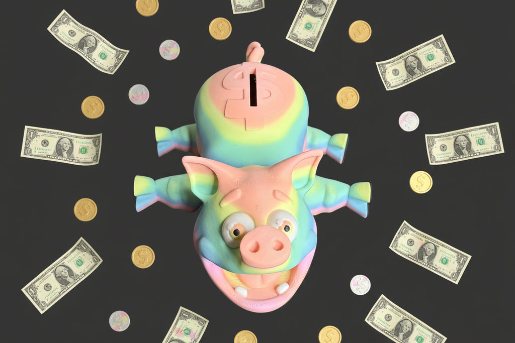 Flexi Piggy Bank – Articulated 3D Printed Pig Coin Bank with Removable Bottom