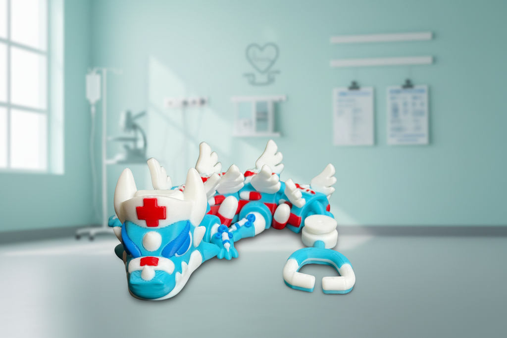 Flexi Nurse Dragon | Articulated Dragon Nurse Gift | Healthcare