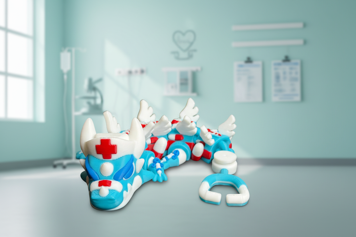 Flexi Nurse Dragon | Articulated Dragon Nurse Gift | Healthcare