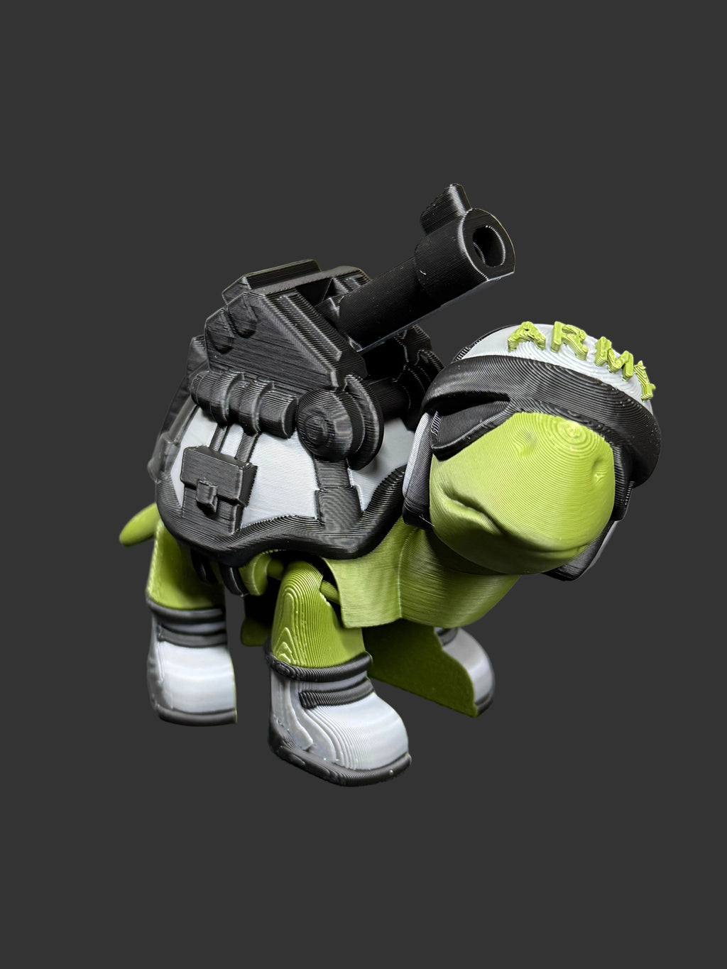 Army-Inspired Tank Turtle – Military Style Turtle Figurine – 3D Printed Desk Decor