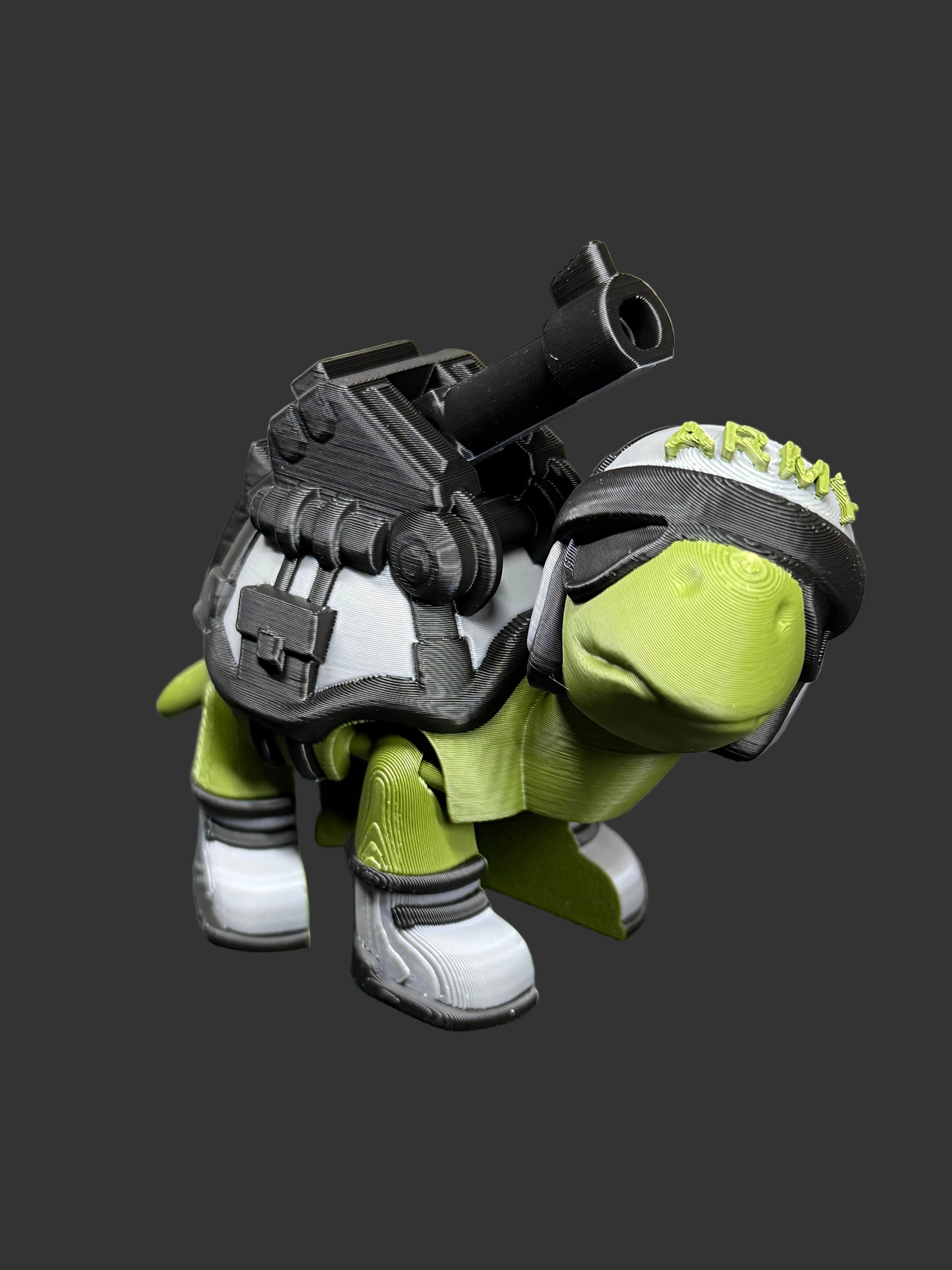 Army-Inspired Tank Turtle – Military Style Turtle Figurine – 3D Printed Desk Decor