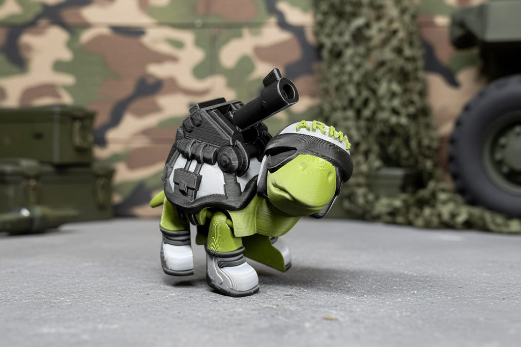 Army-Inspired Tank Turtle – Military Style Turtle Figurine – 3D Printed Desk Decor