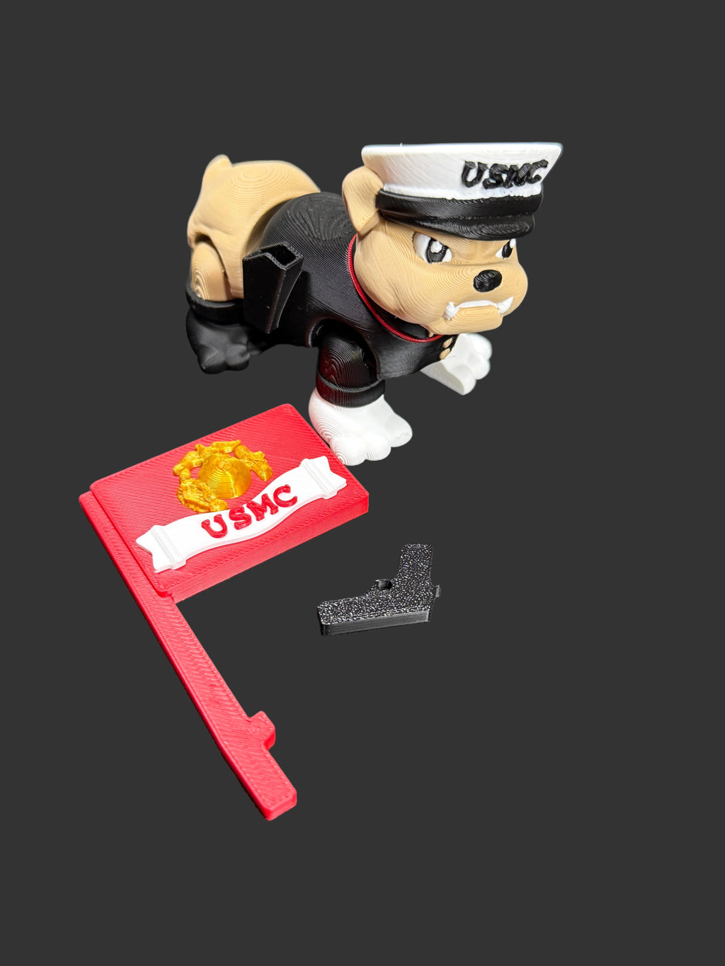 Marine Corp Bulldog Articulated 3D Print – Military Figurine – US Marine Inspired Desk Toy – Patriotic USMC Devil Dog