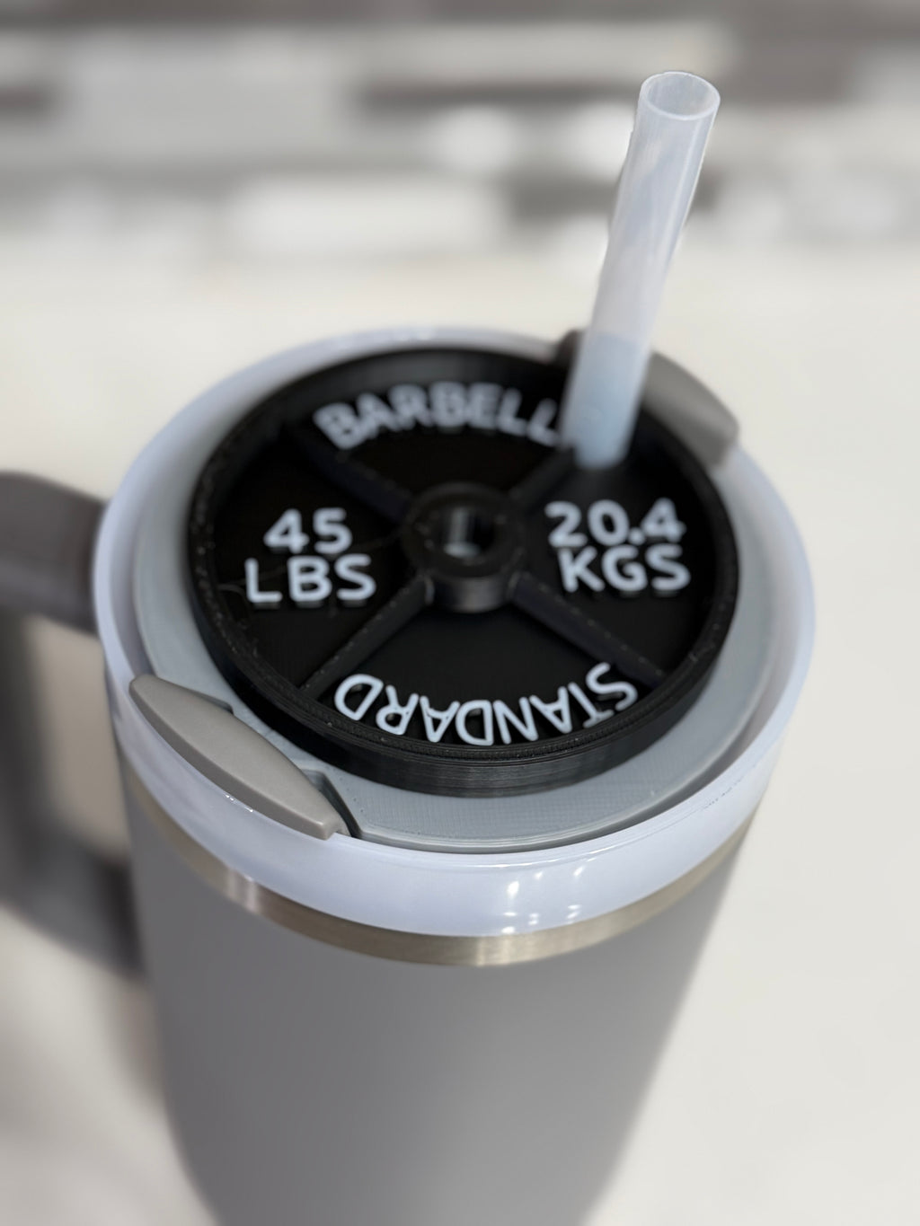 🏋️ 45lb Plate Tumbler Topper