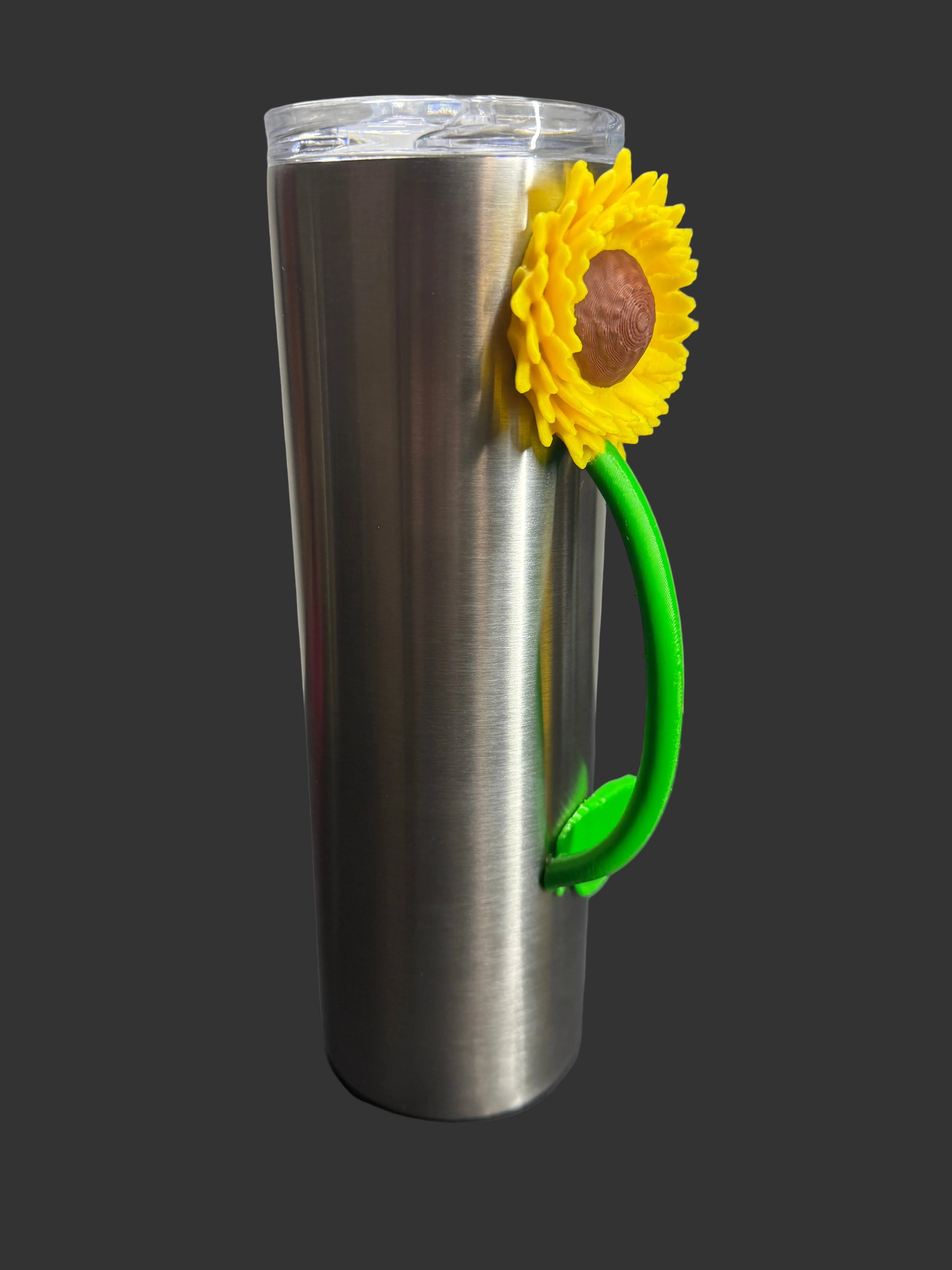 Sunflower Tumbler Handle STL | Epoxy Tumbler File | Floral Cup | 3D Print Digital Download