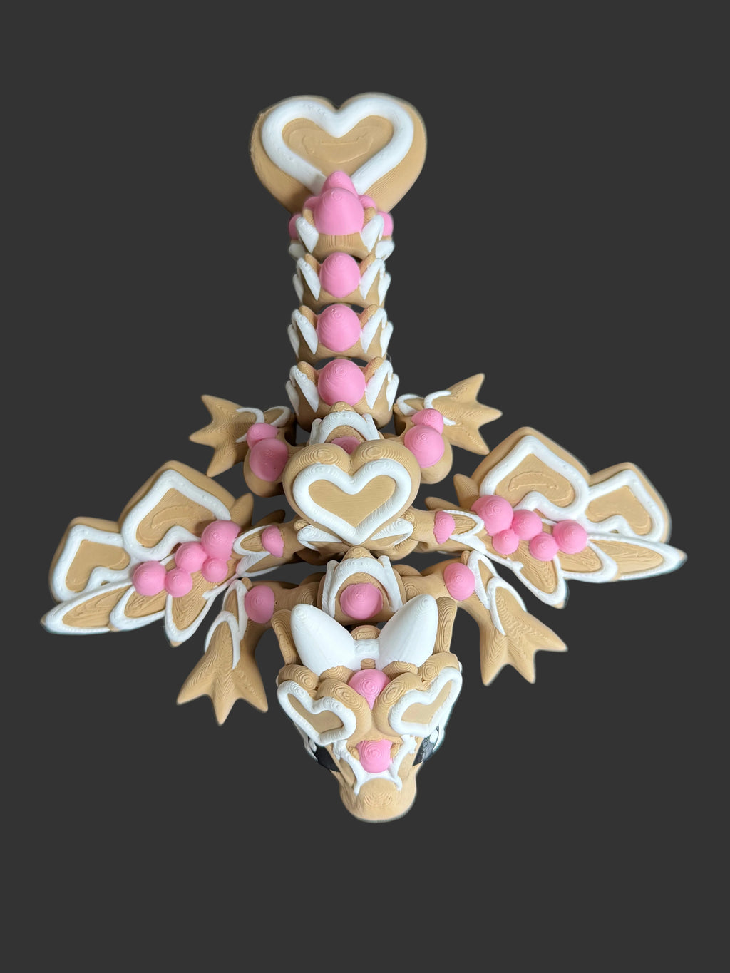 Cookie Dragon Figurine with Icing Hearts | Valentine Dragon | Dessert Decor | Sweet Fantasy Gift