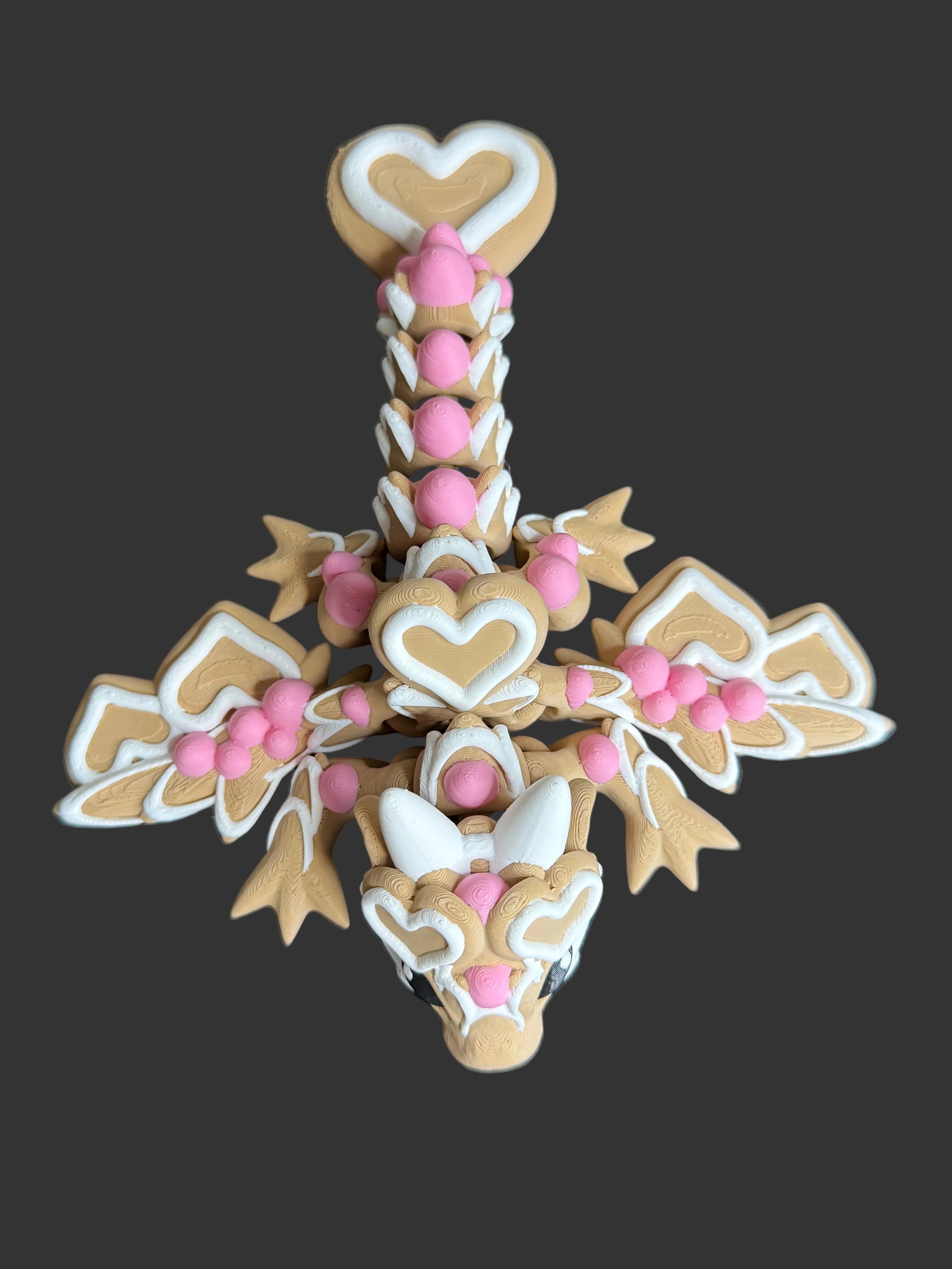 Cookie Dragon Figurine with Icing Hearts | Valentine Dragon | Dessert Decor | Sweet Fantasy Gift