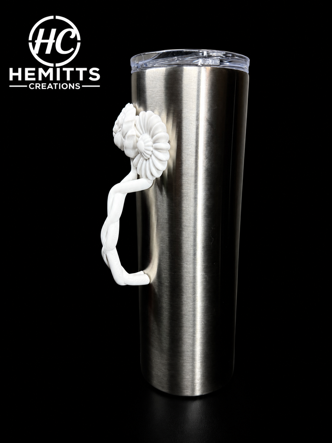 Rose & Daisy Tumbler Handle for Epoxy Tumblers – Floral Grip Handle