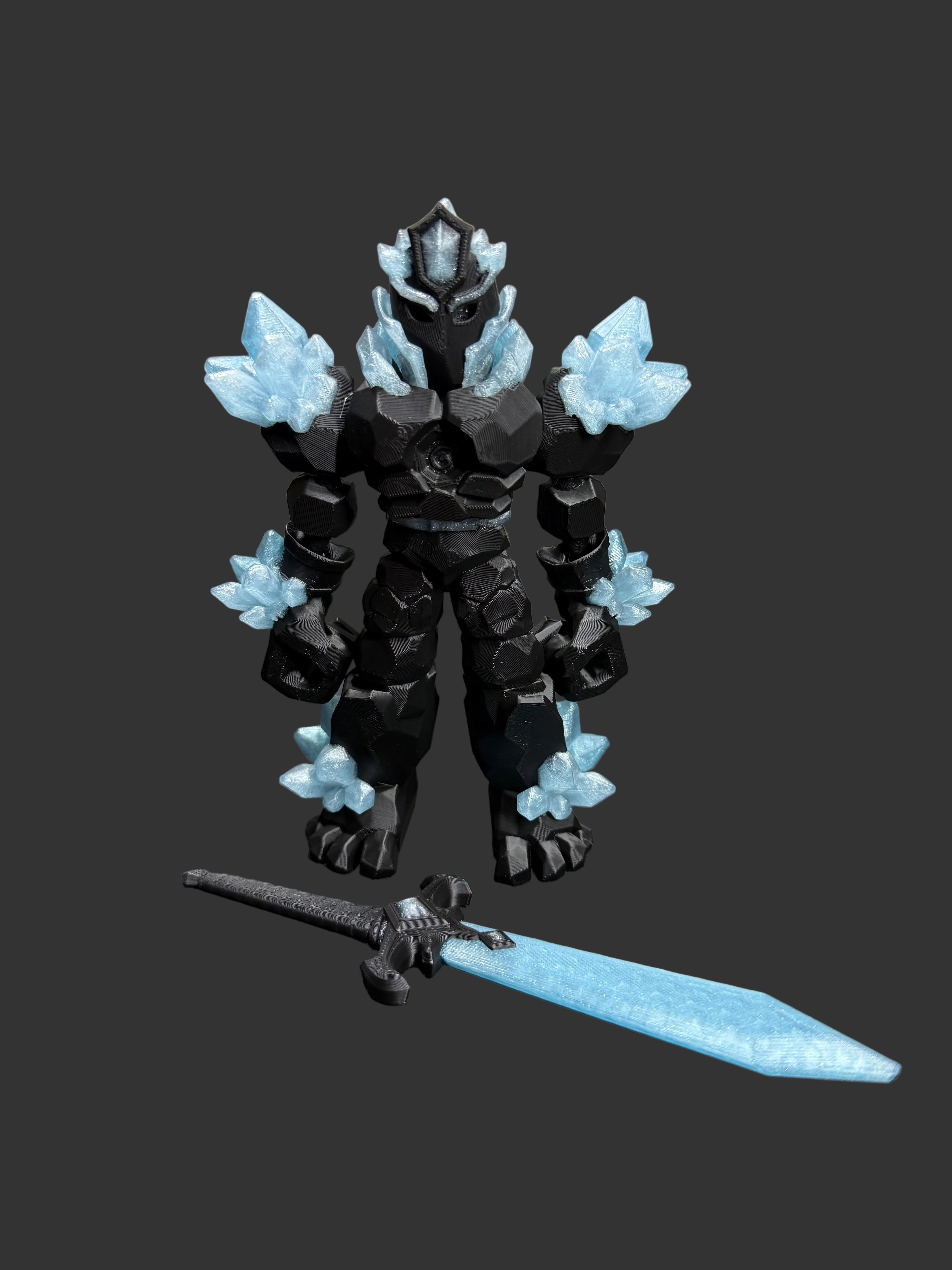 Crystal Warrior Articulated Flexi Figure – Ice Knight Poseable Dragon Guardian – 3D Printed Fantasy Collectible