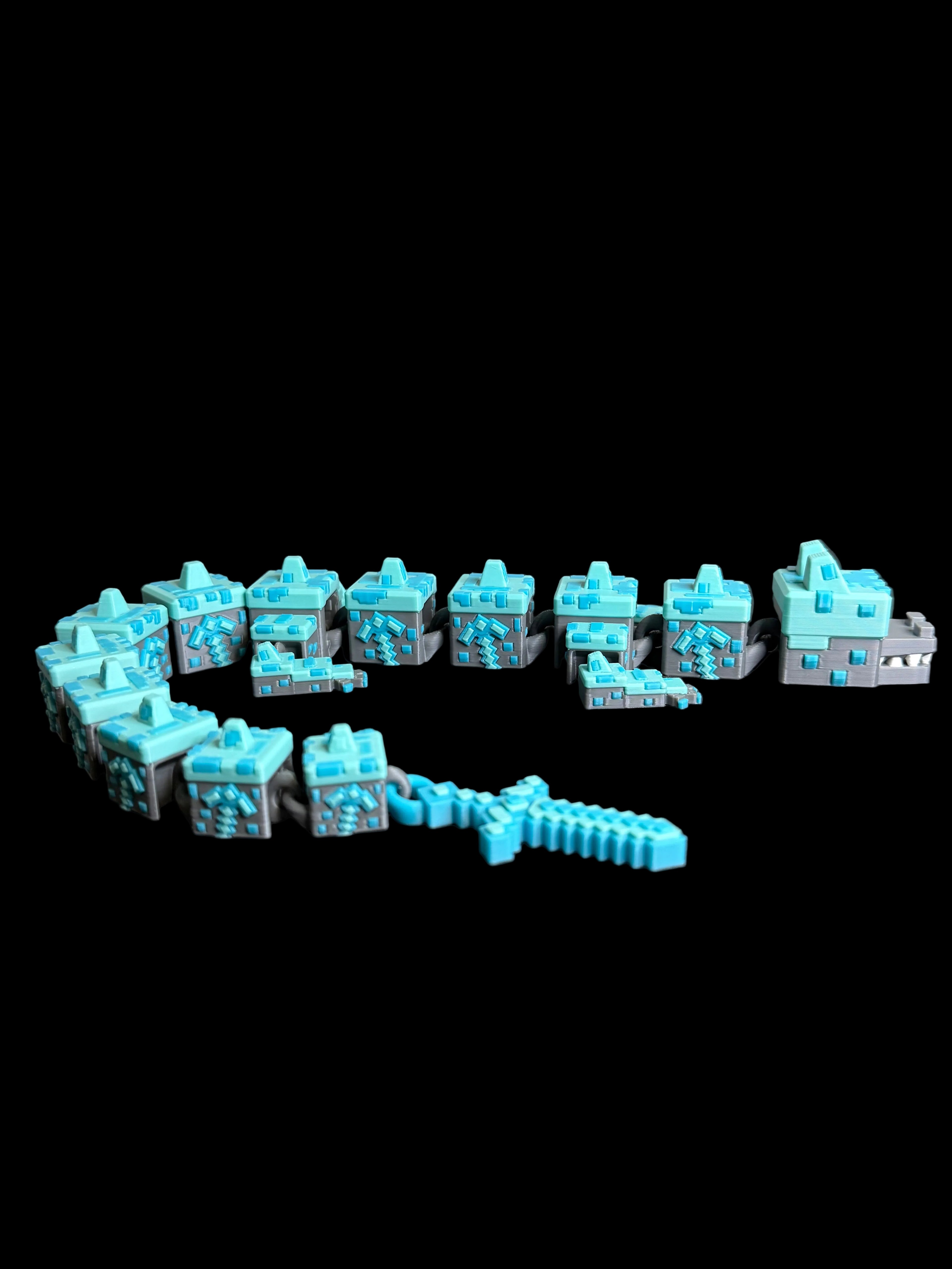 Block Style Pixel Dragon – 19 Inch and 9 Inch Articulated Fantasy Dragon Figure – Poseable 3D Printed Display