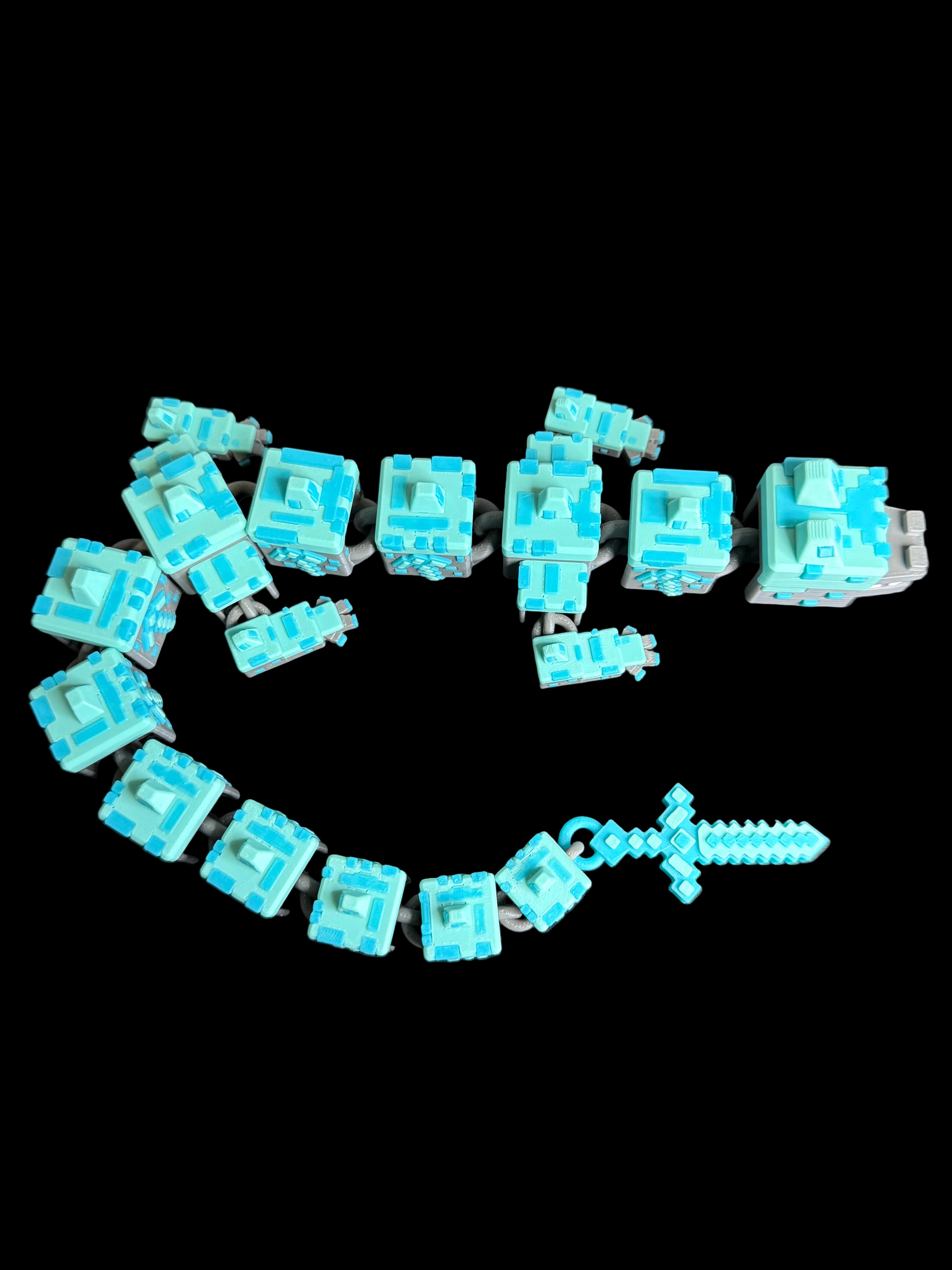 Block Style Pixel Dragon – 19 Inch and 9 Inch Articulated Fantasy Dragon Figure – Poseable 3D Printed Display