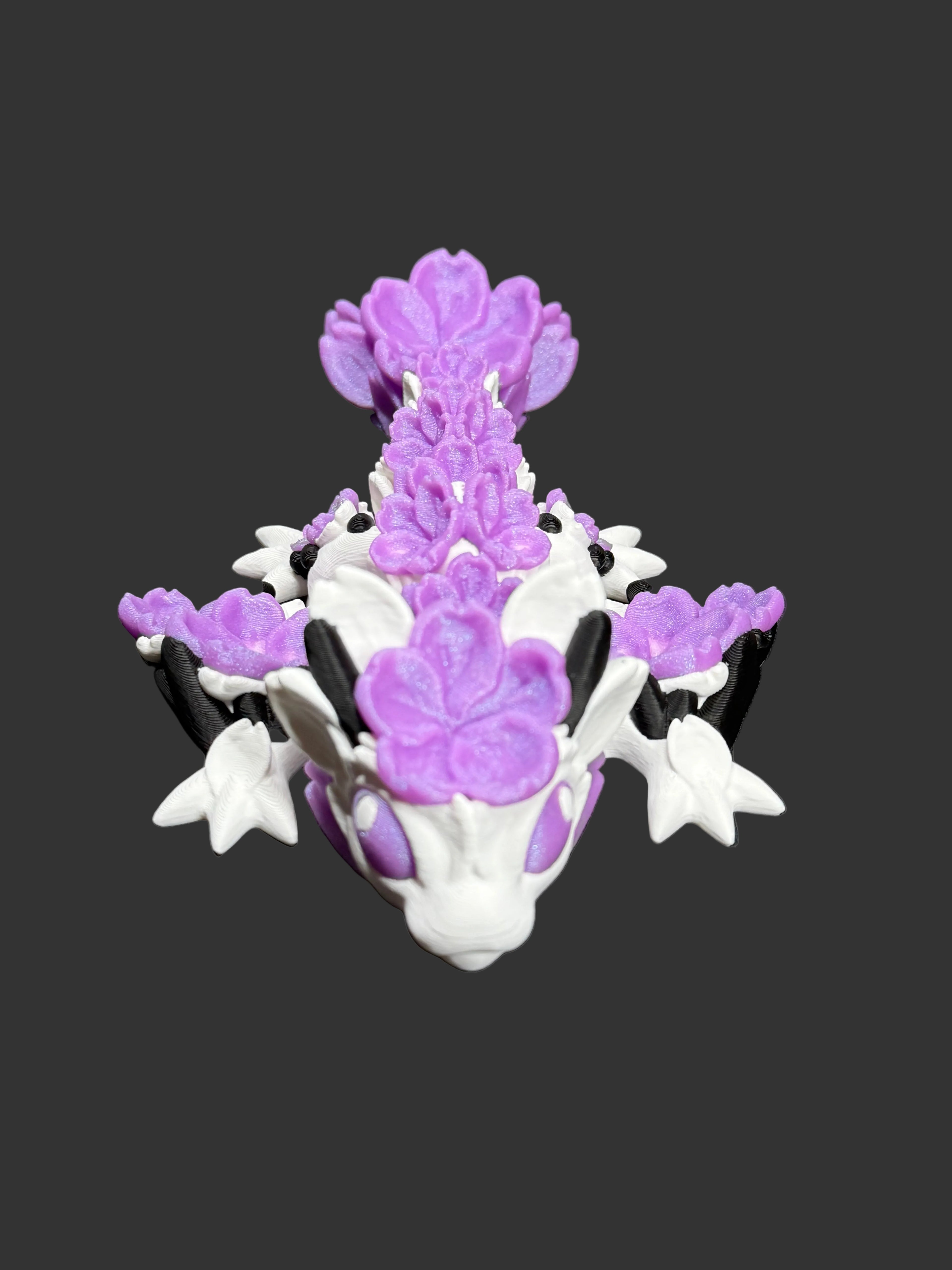 Cherry Blossom Wyvern – Purple Frost Flower Dragon – Articulated 3D Printed Fantasy Creature