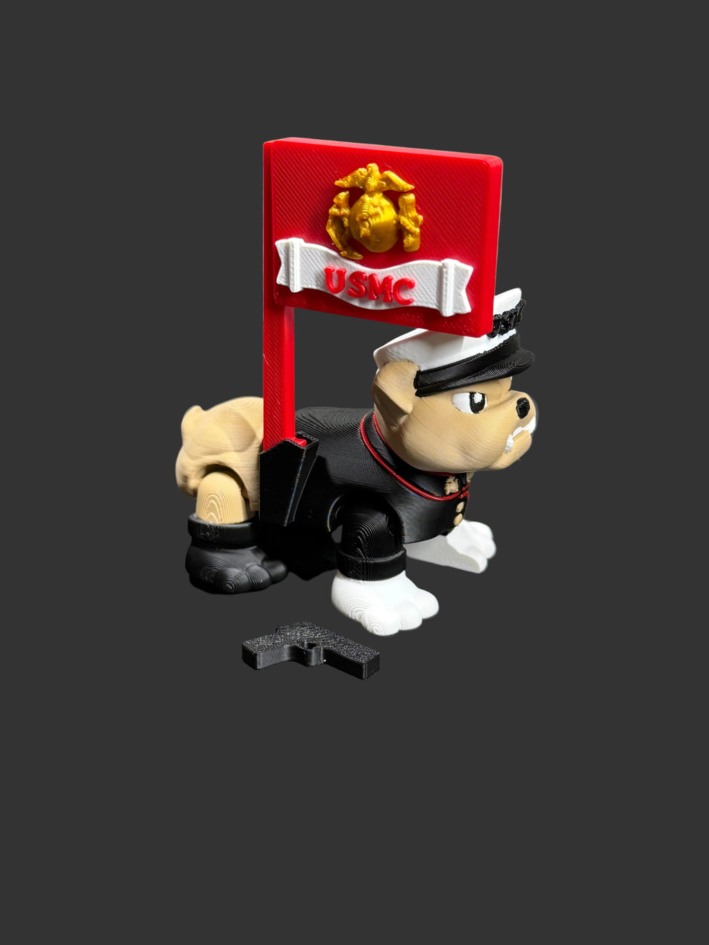 Marine Corp Bulldog Articulated 3D Print – Military Figurine – US Marine Inspired Desk Toy – Patriotic USMC Devil Dog