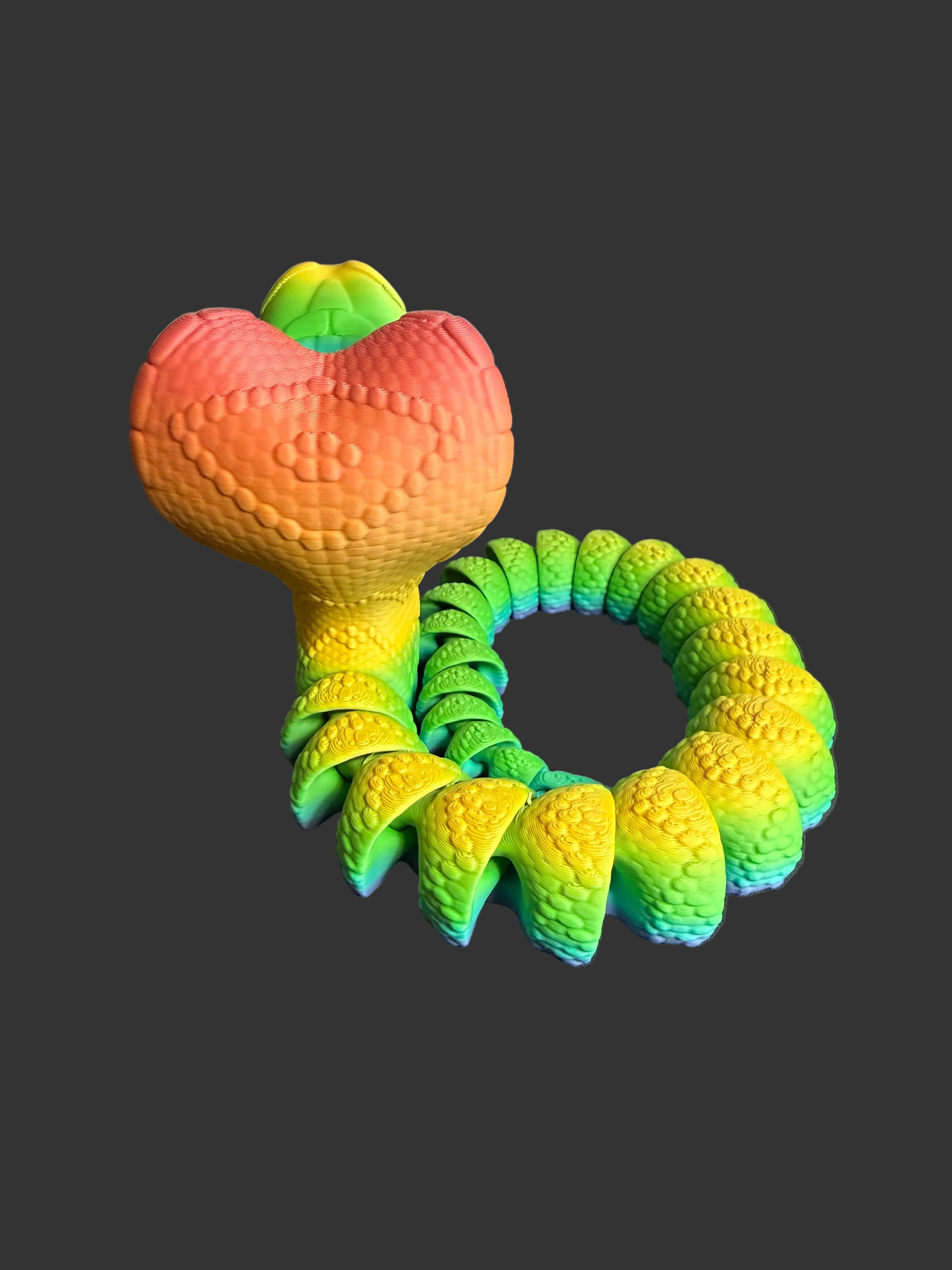 Flexi King Cobra Snake – Articulated 3D Printed Serpent – Poseable Reptile Toy Collectible