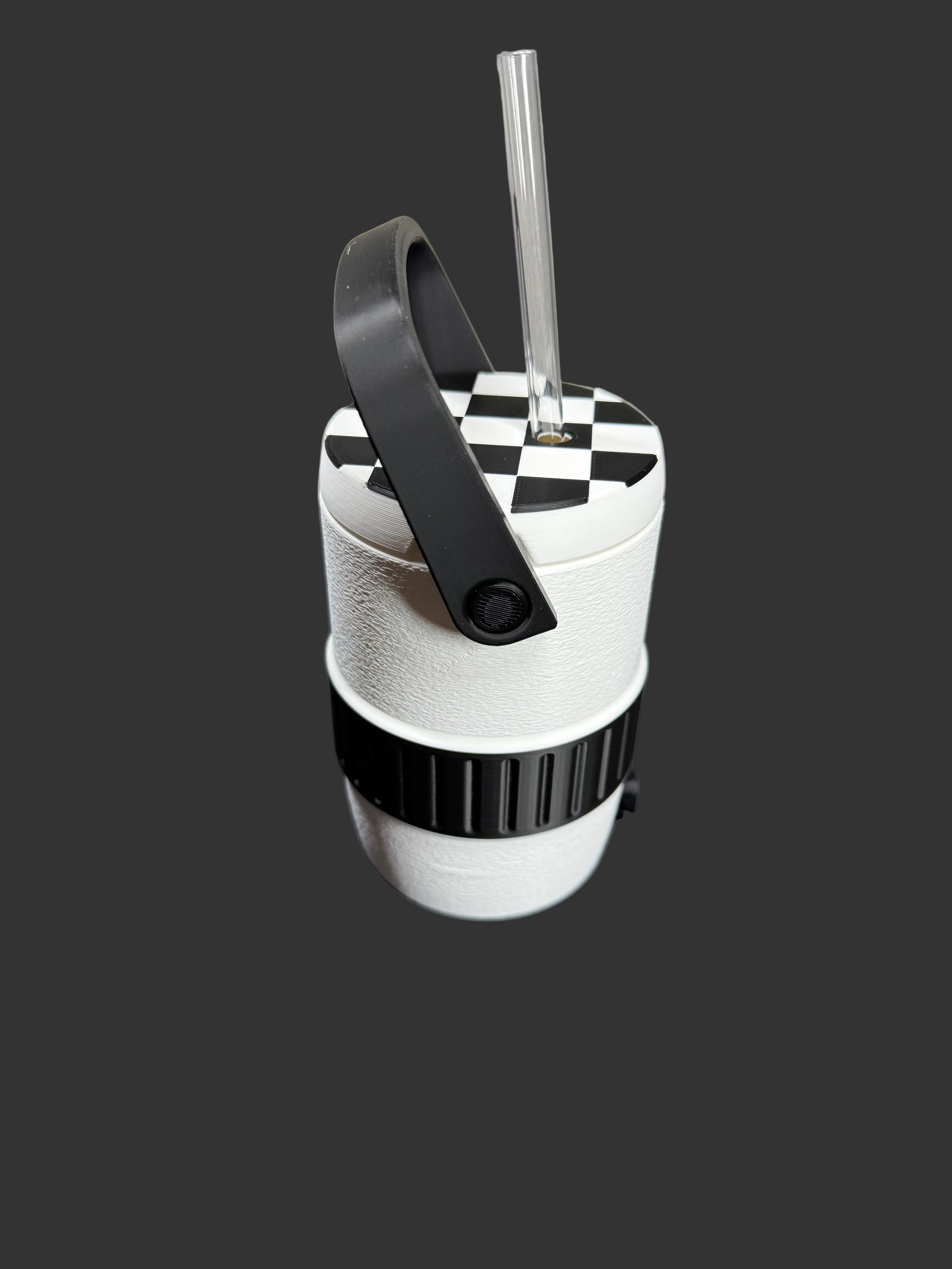 Checkered 12oz Can Sleeve | Black & White Soda Can Holder | 3D Printed Drink Sleeve | Beverage Insulator | Retro Checker Pattern