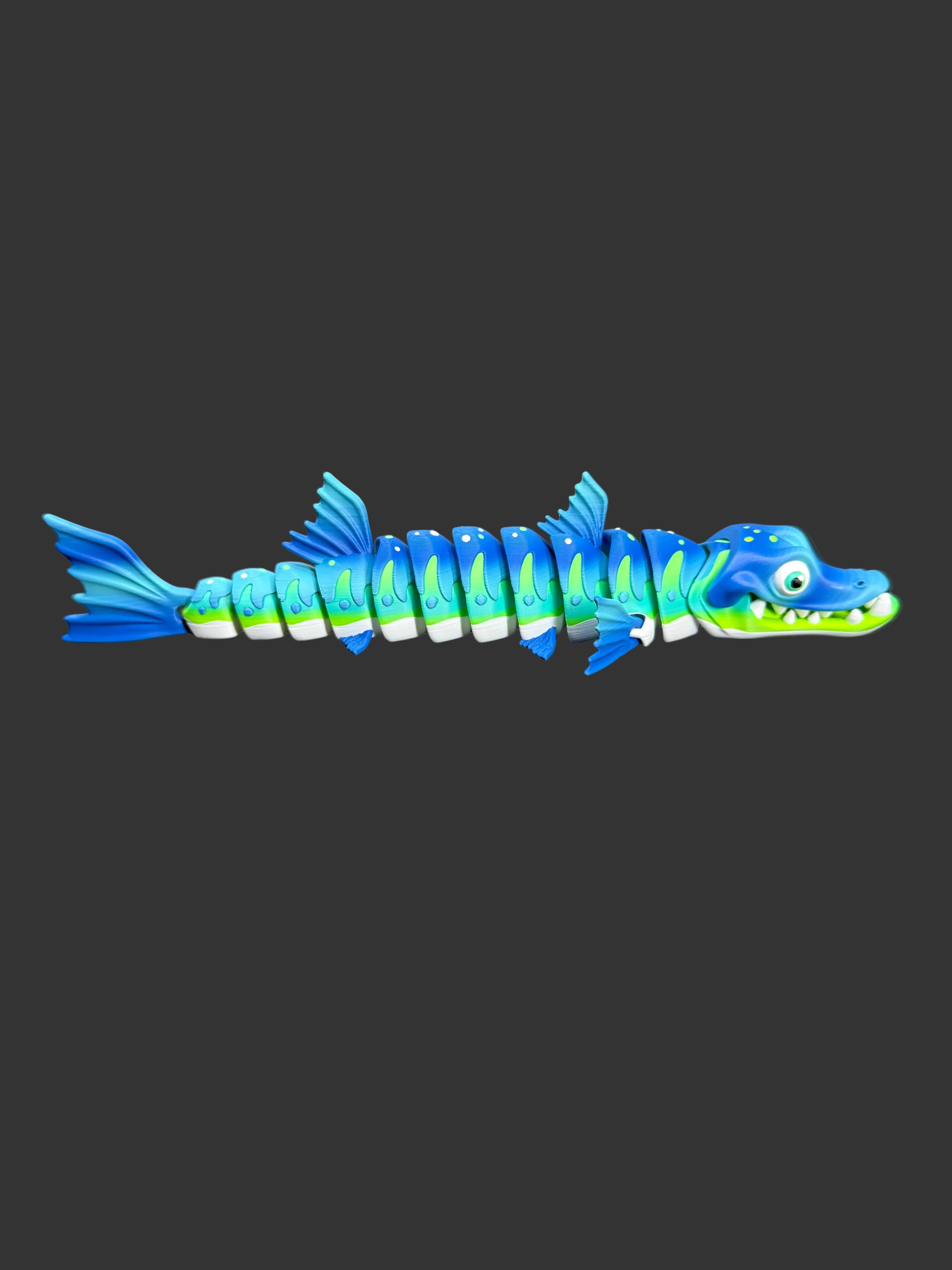 Flexi Barracuda 3D Print – Articulated Sea Creature Toy – 11” Poseable Fish – Ocean Animal Fidget