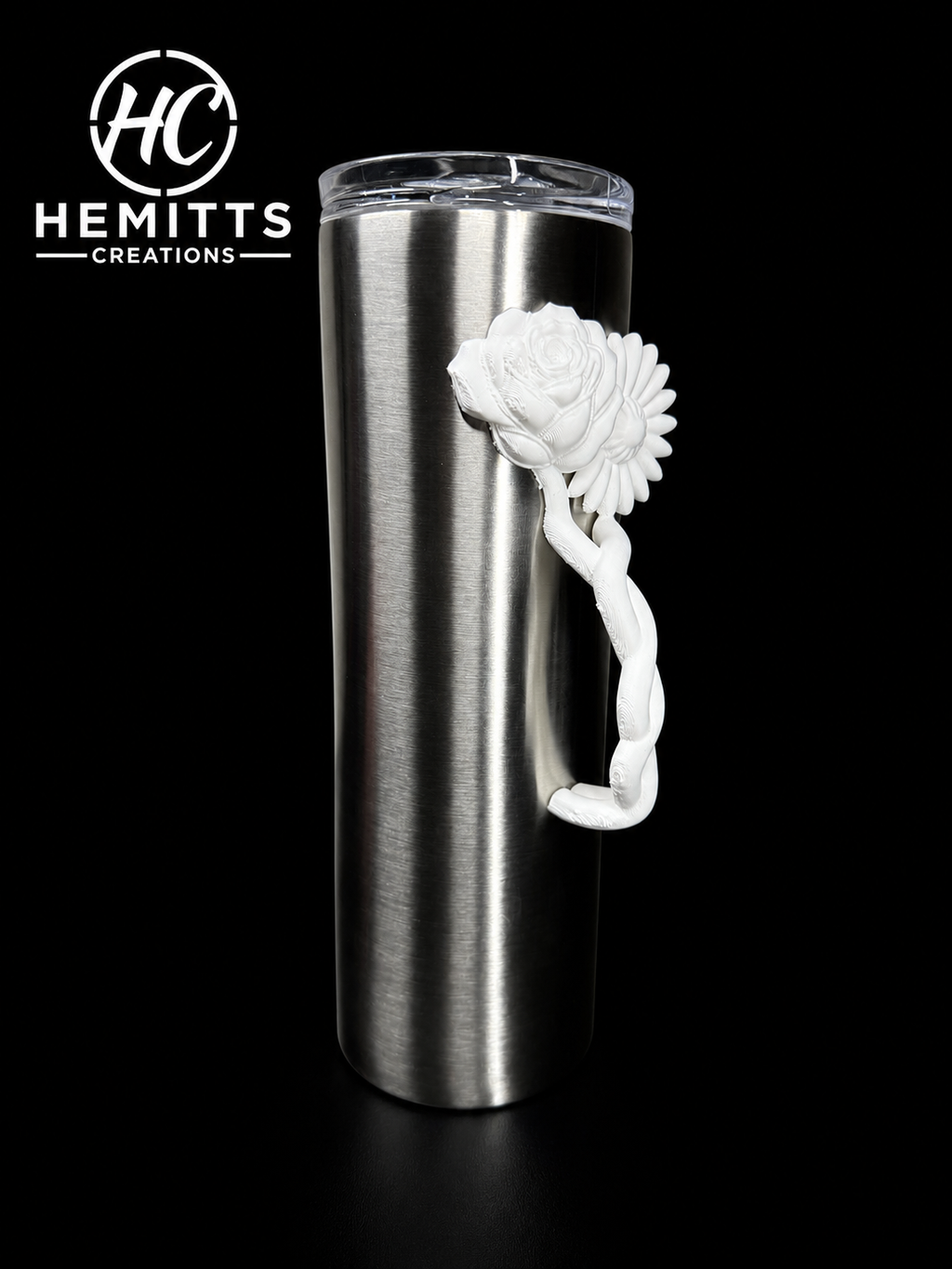 Rose & Daisy Tumbler Handle for Epoxy Tumblers – Floral Grip Handle