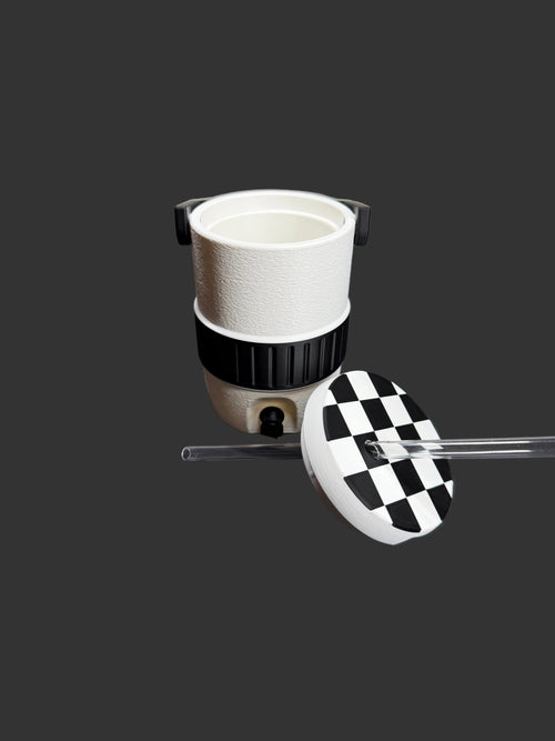 Checkered 12oz Can Sleeve | Black & White Soda Can Holder | 3D Printed Drink Sleeve | Beverage Insulator | Retro Checker Pattern