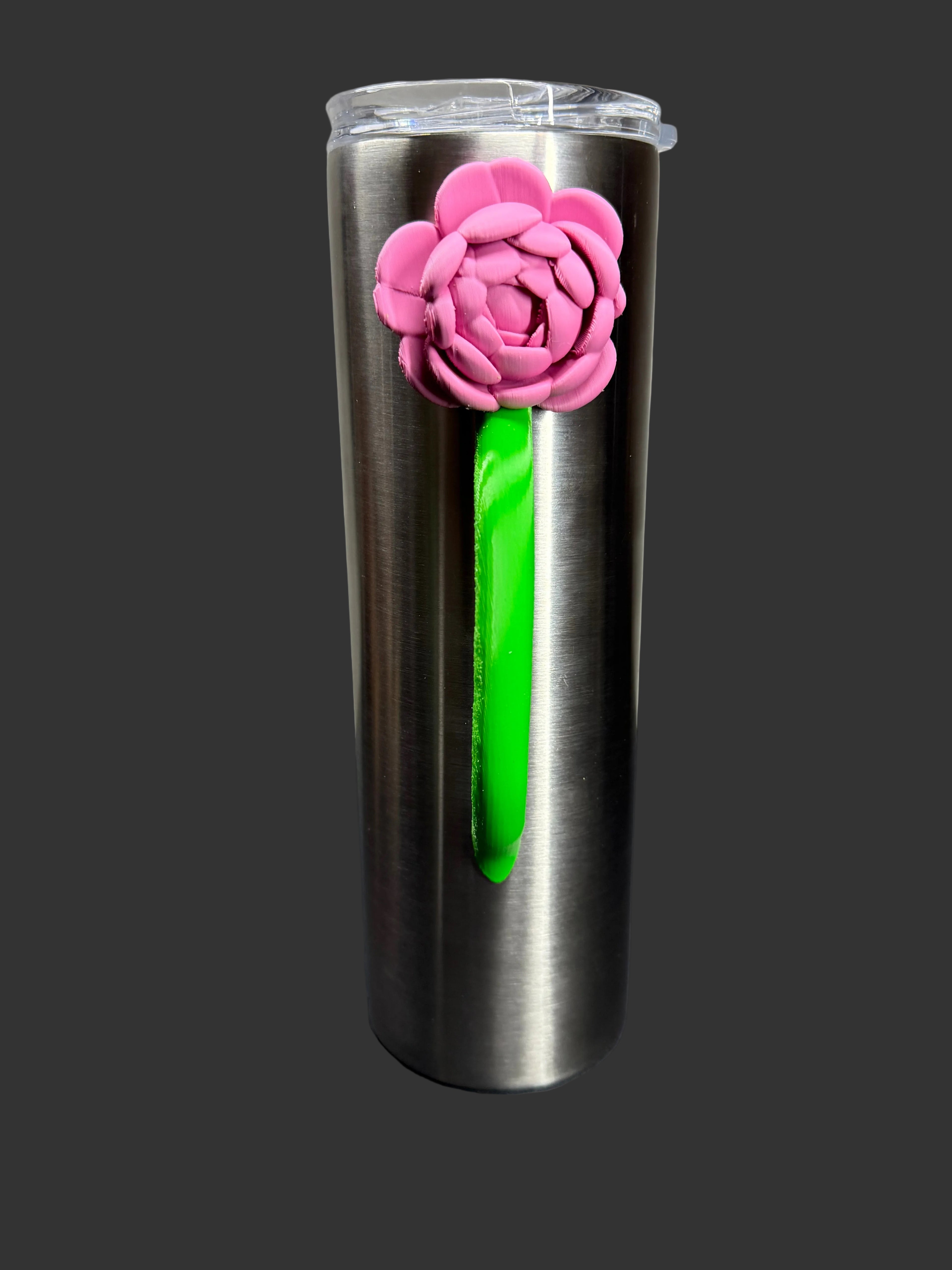 Peony Flower Tumbler Handle STL | Floral Cup | 3D Print Digital Download | Tumbler Maker