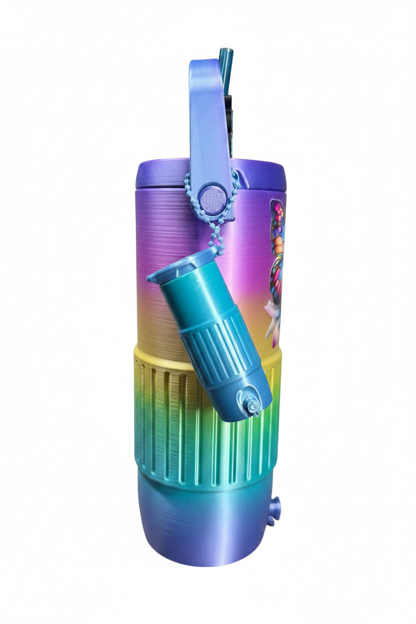 Water Bottle Sleeve with Chapstick Holder Keychain & Straw Buddy | Fits 16.9oz Water Bottles | Reusable Drink Carrier | Cute Bottle Accessory