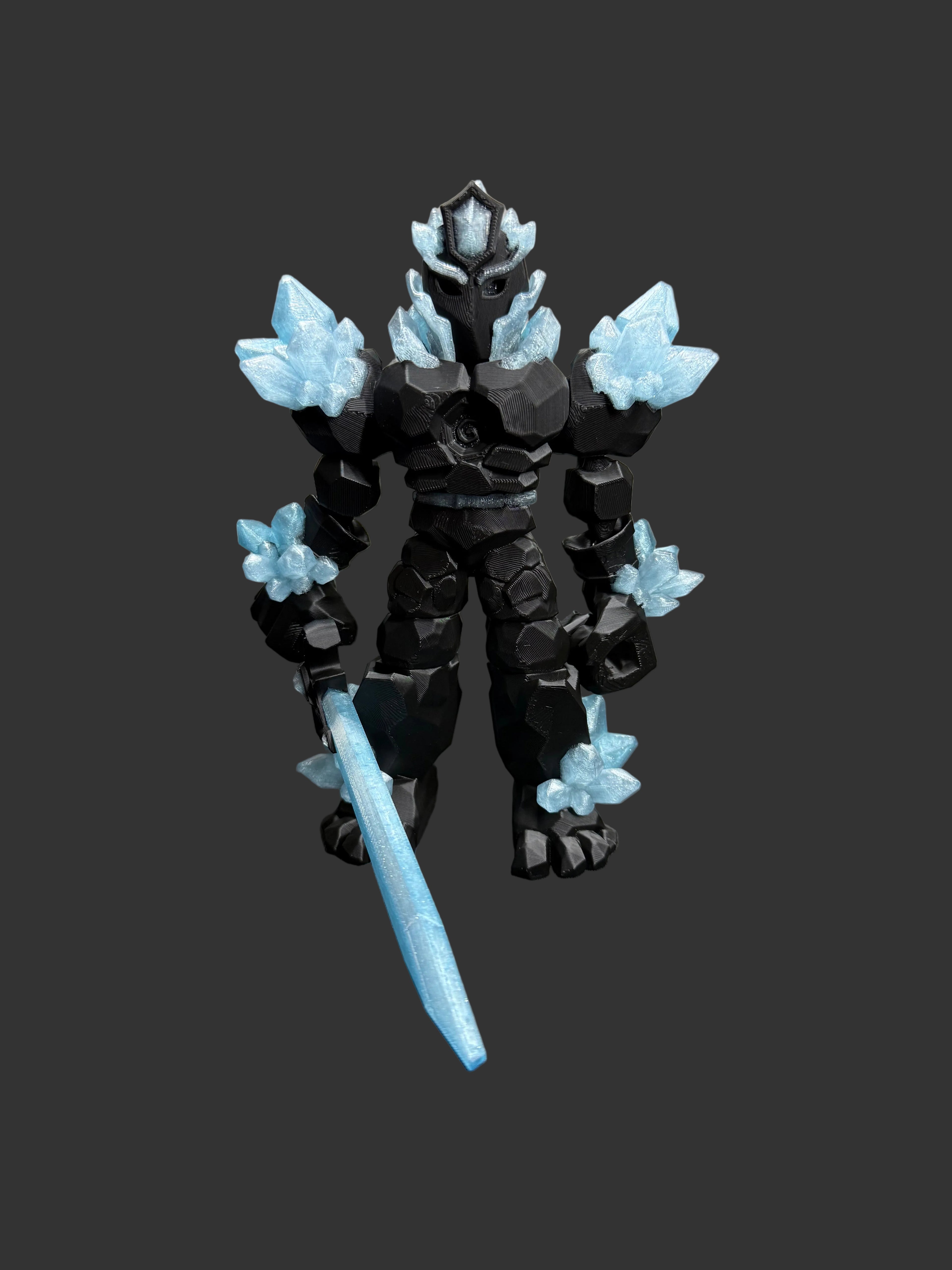 Crystal Warrior Articulated Flexi Figure – Ice Knight Poseable Dragon Guardian – 3D Printed Fantasy Collectible