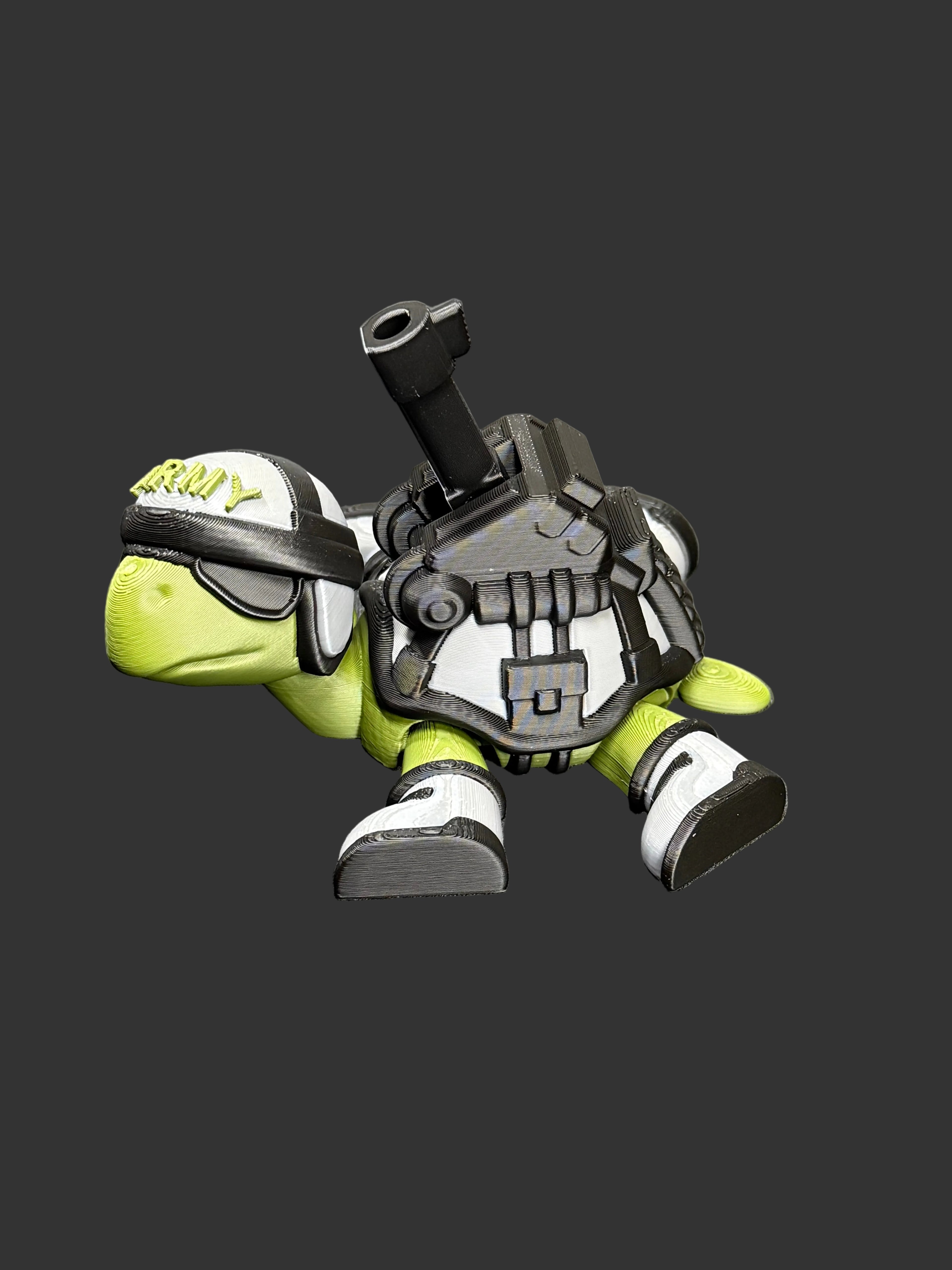 Army-Inspired Tank Turtle – Military Style Turtle Figurine – 3D Printed Desk Decor