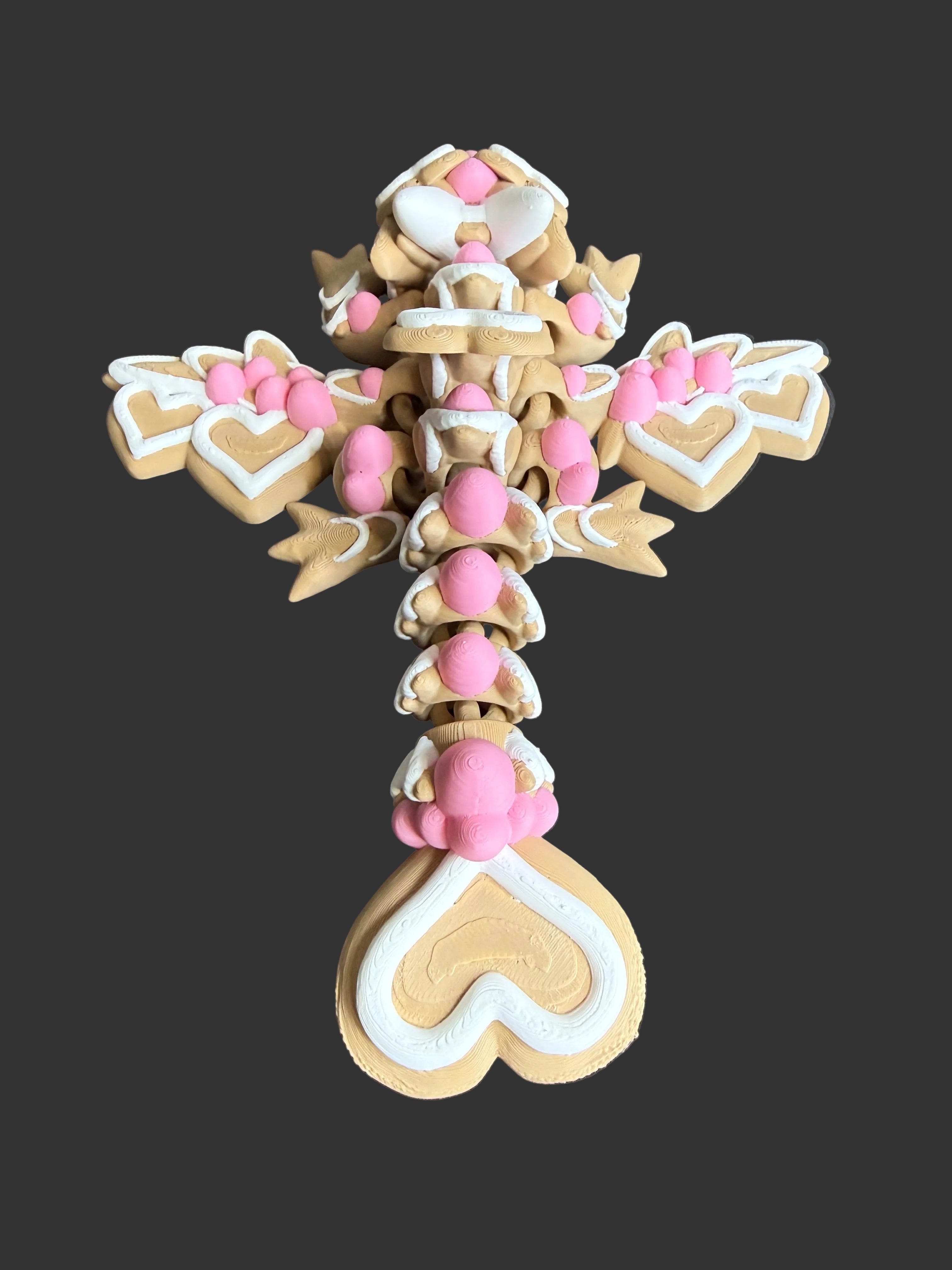 Cookie Dragon Figurine with Icing Hearts | Valentine Dragon | Dessert Decor | Sweet Fantasy Gift