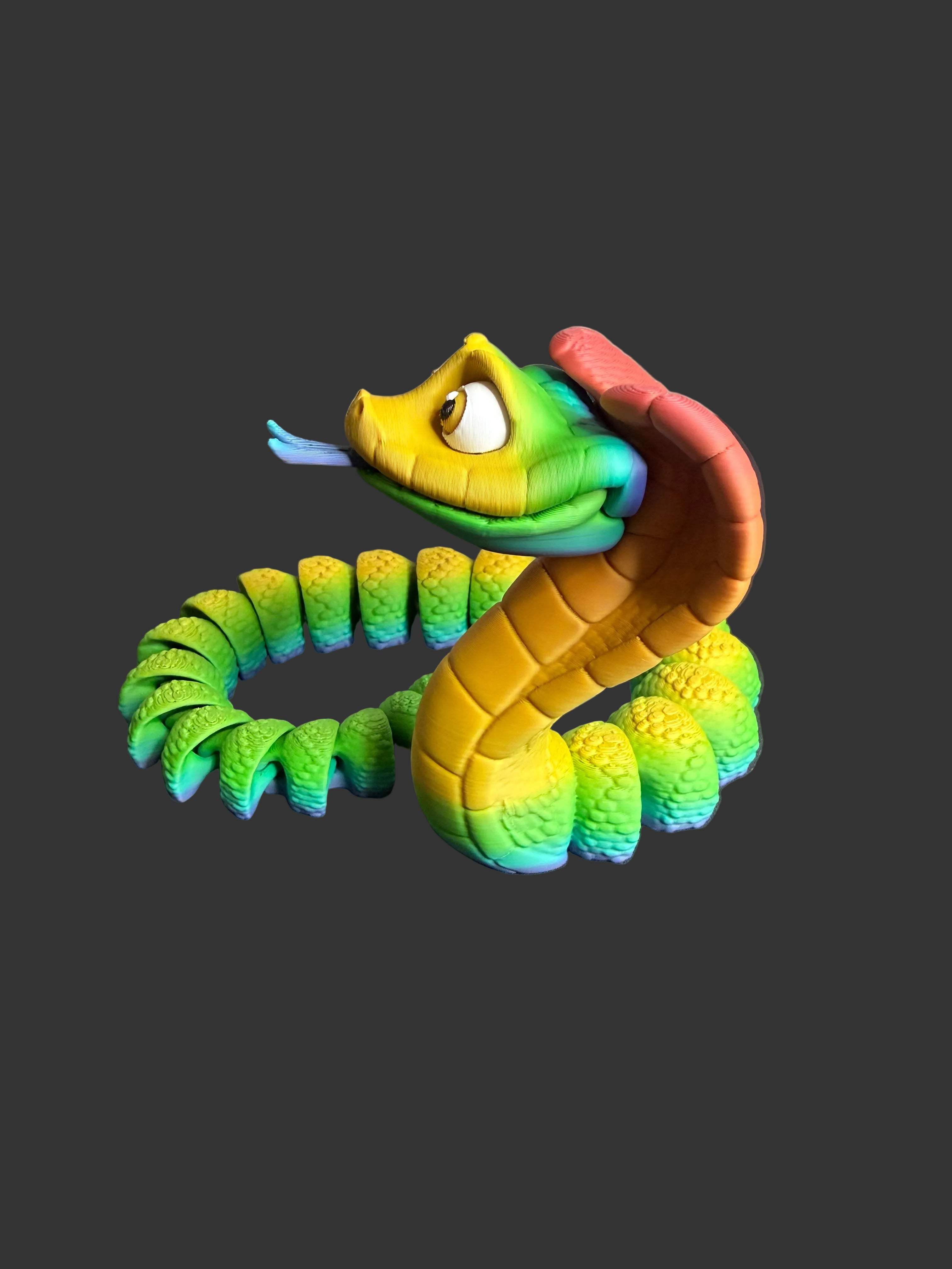 Flexi King Cobra Snake – Articulated 3D Printed Serpent – Poseable Reptile Toy Collectible