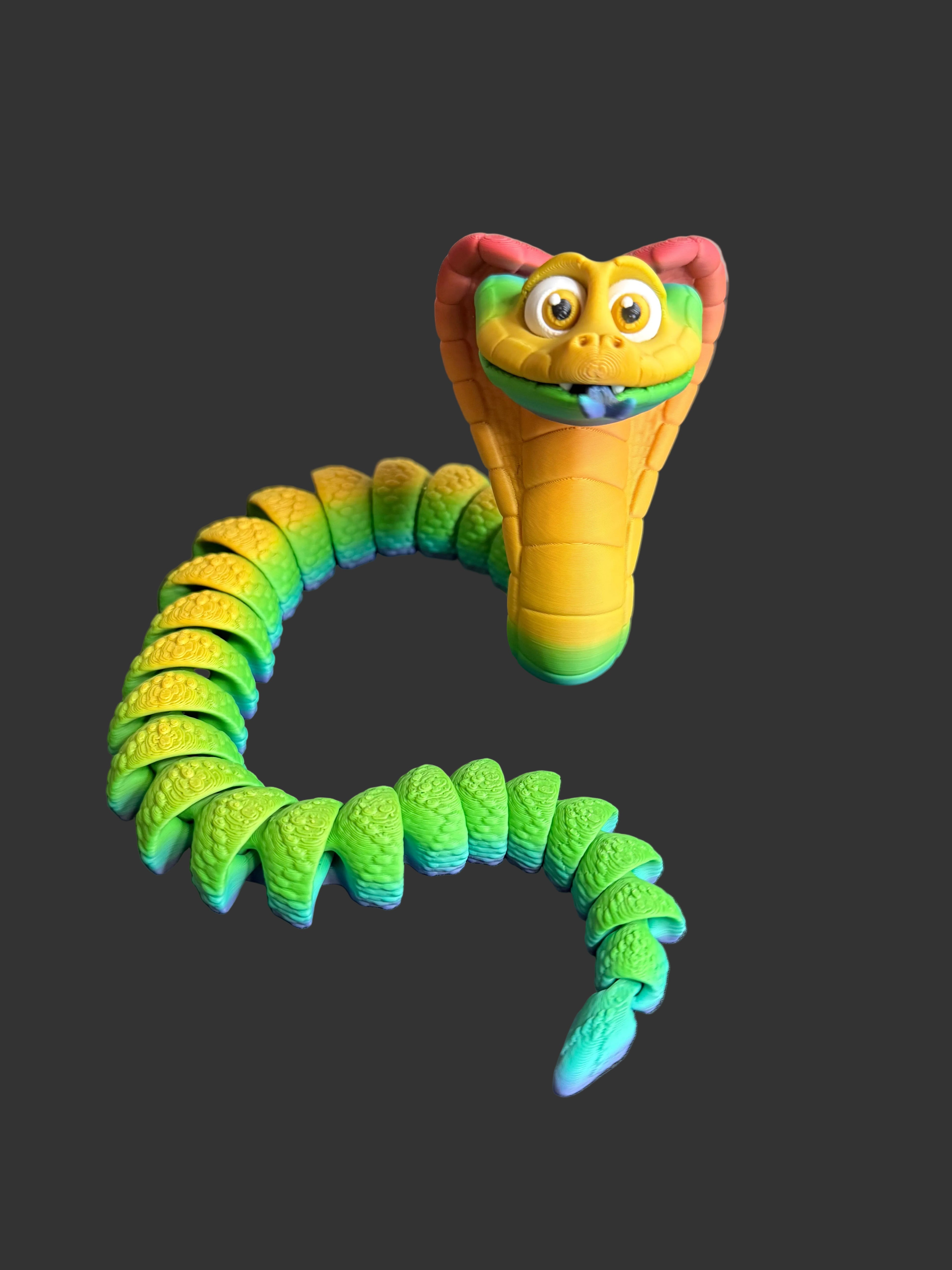 Flexi King Cobra Snake – Articulated 3D Printed Serpent – Poseable Reptile Toy Collectible