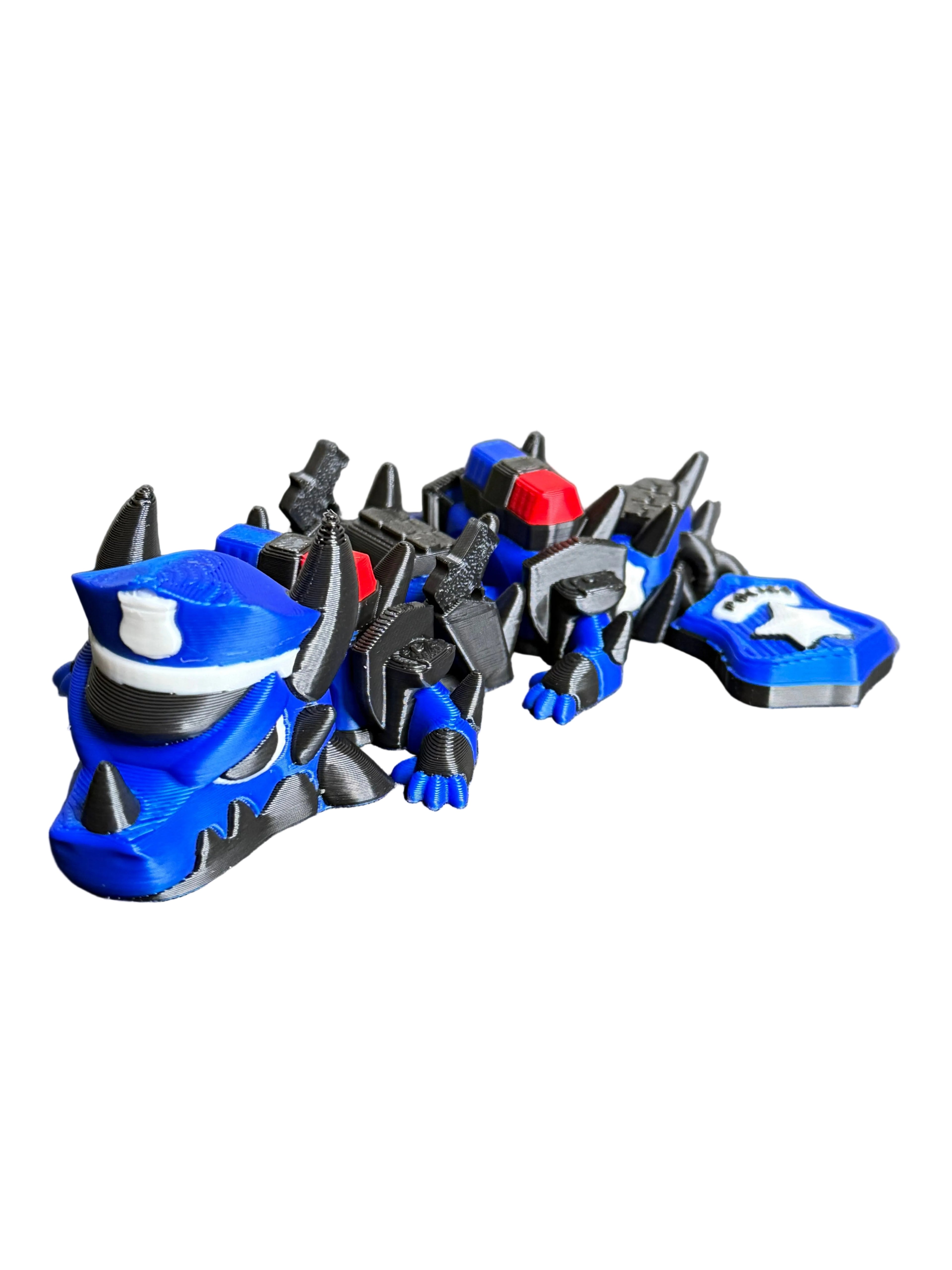 Police-Inspired Dragon – 3D Printed Collectible | Law Enforcement Tribute Dragon