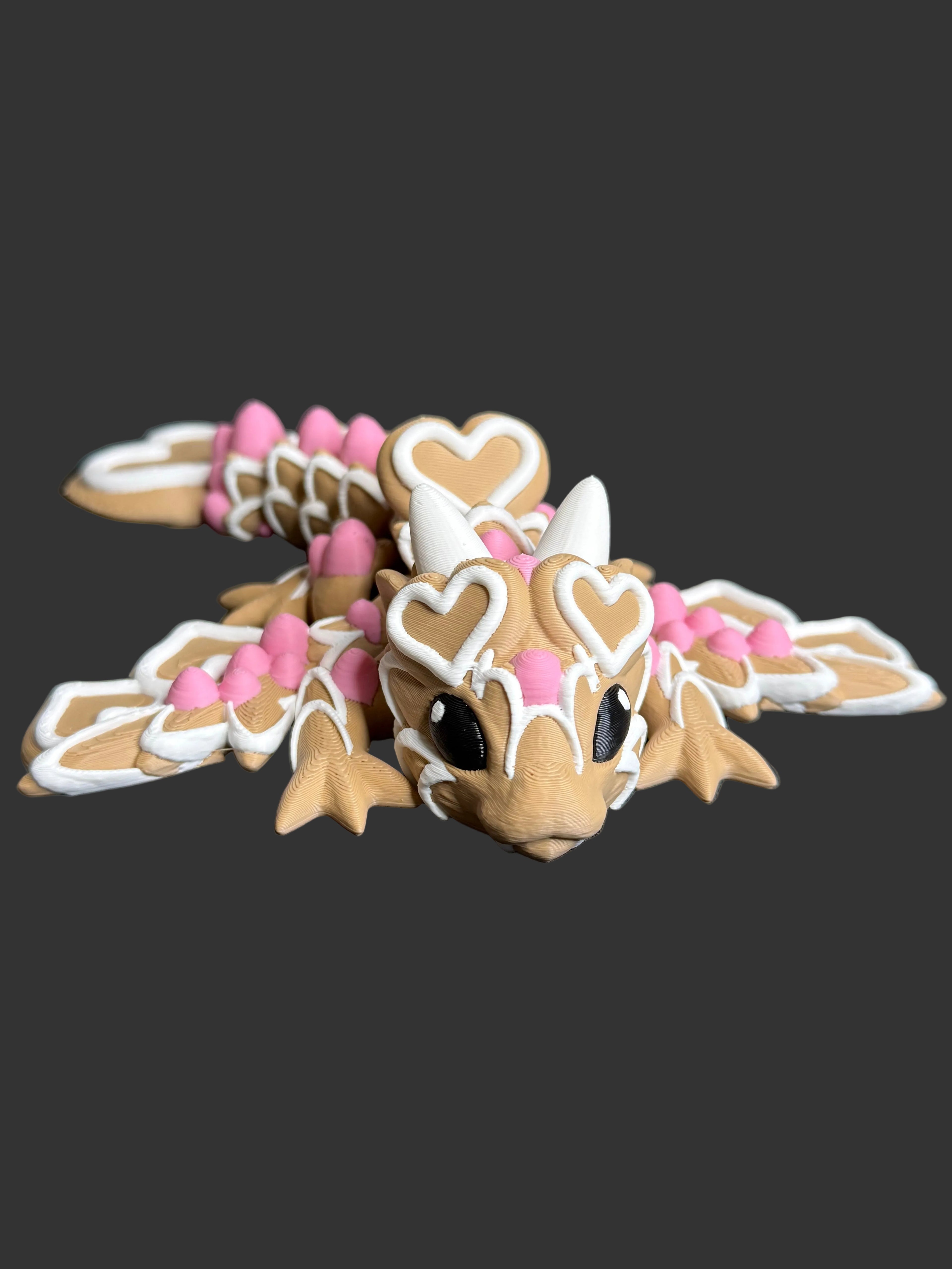 Cookie Dragon Figurine with Icing Hearts | Valentine Dragon | Dessert Decor | Sweet Fantasy Gift