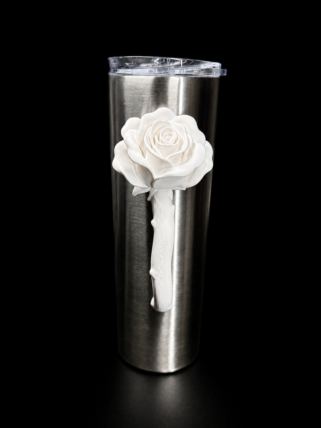 Rose Tumbler Handle for Epoxy Tumblers, Floral 3D Printed Handle