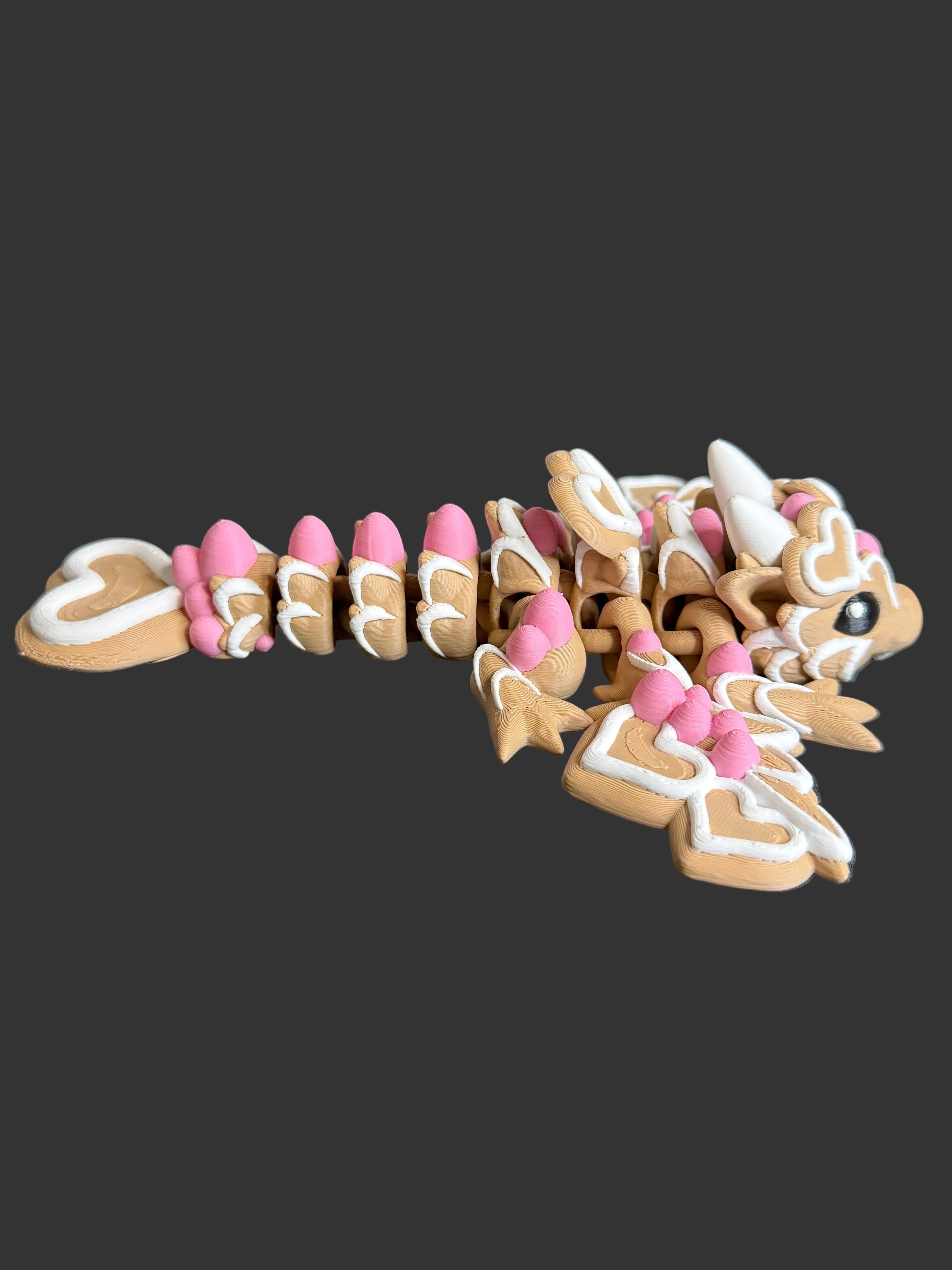 Cookie Dragon Figurine with Icing Hearts | Valentine Dragon | Dessert Decor | Sweet Fantasy Gift