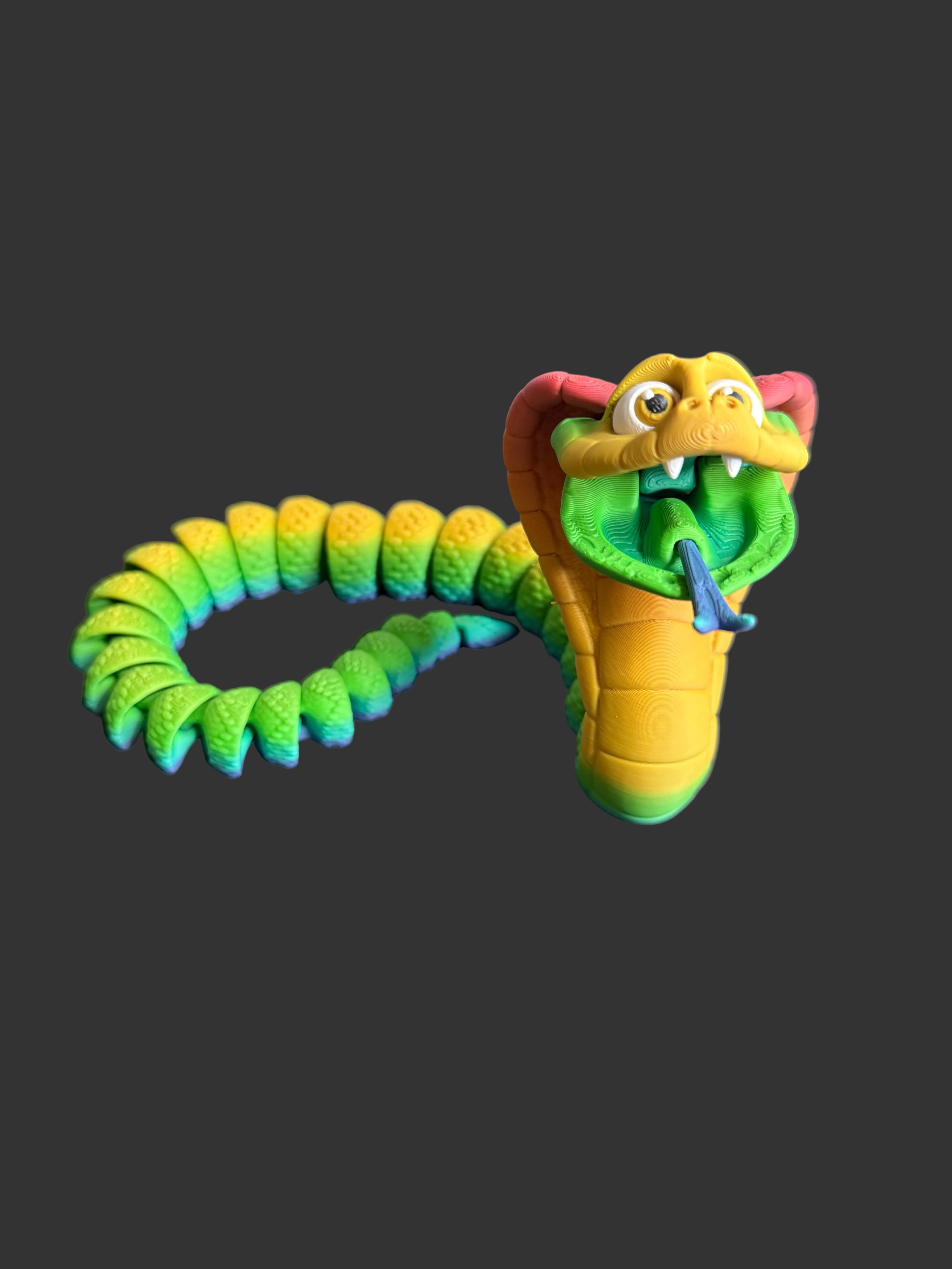 Flexi King Cobra Snake – Articulated 3D Printed Serpent – Poseable Reptile Toy Collectible
