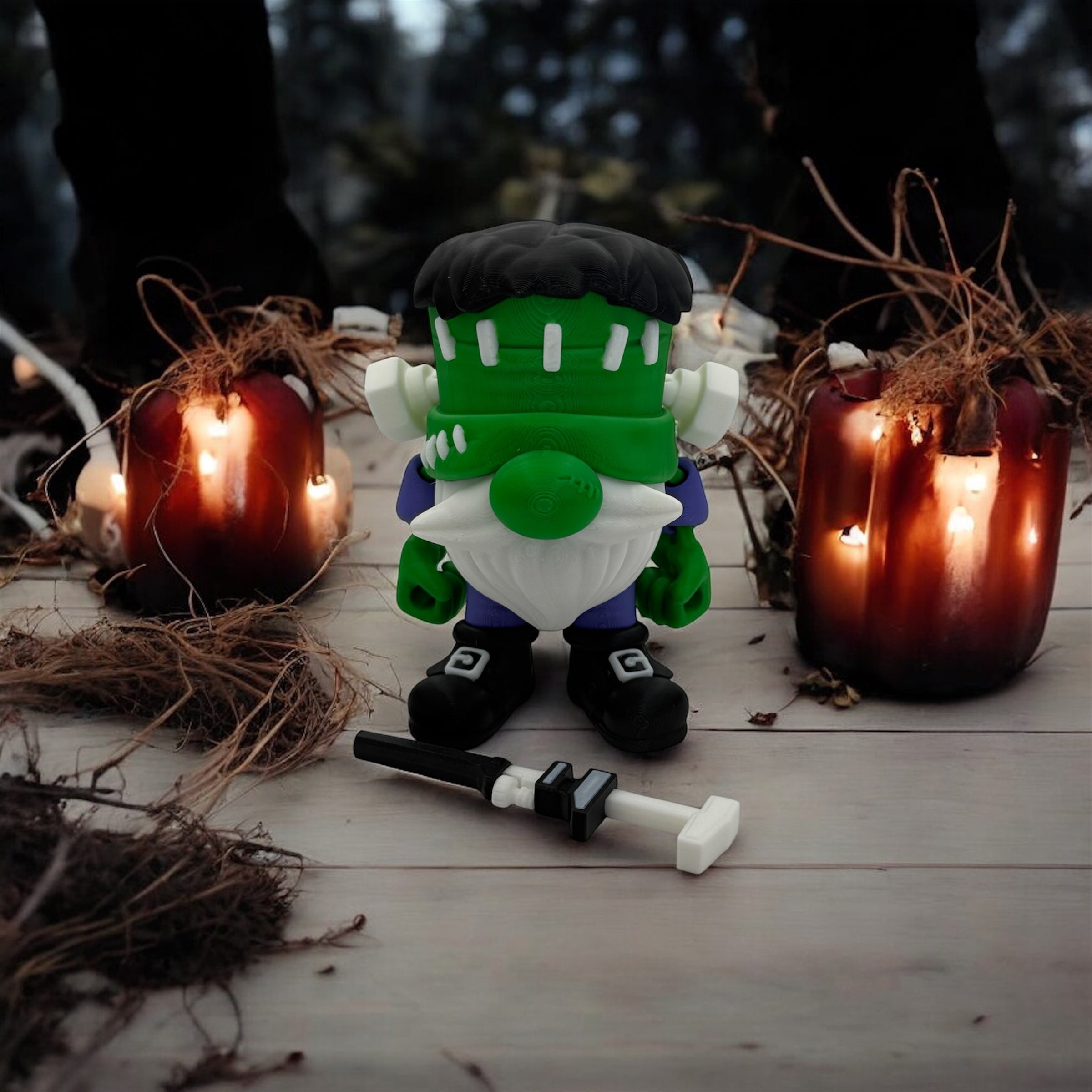 🧟 Frankenstein Gnome – 3D Printed with Pipe Wrench Accessory