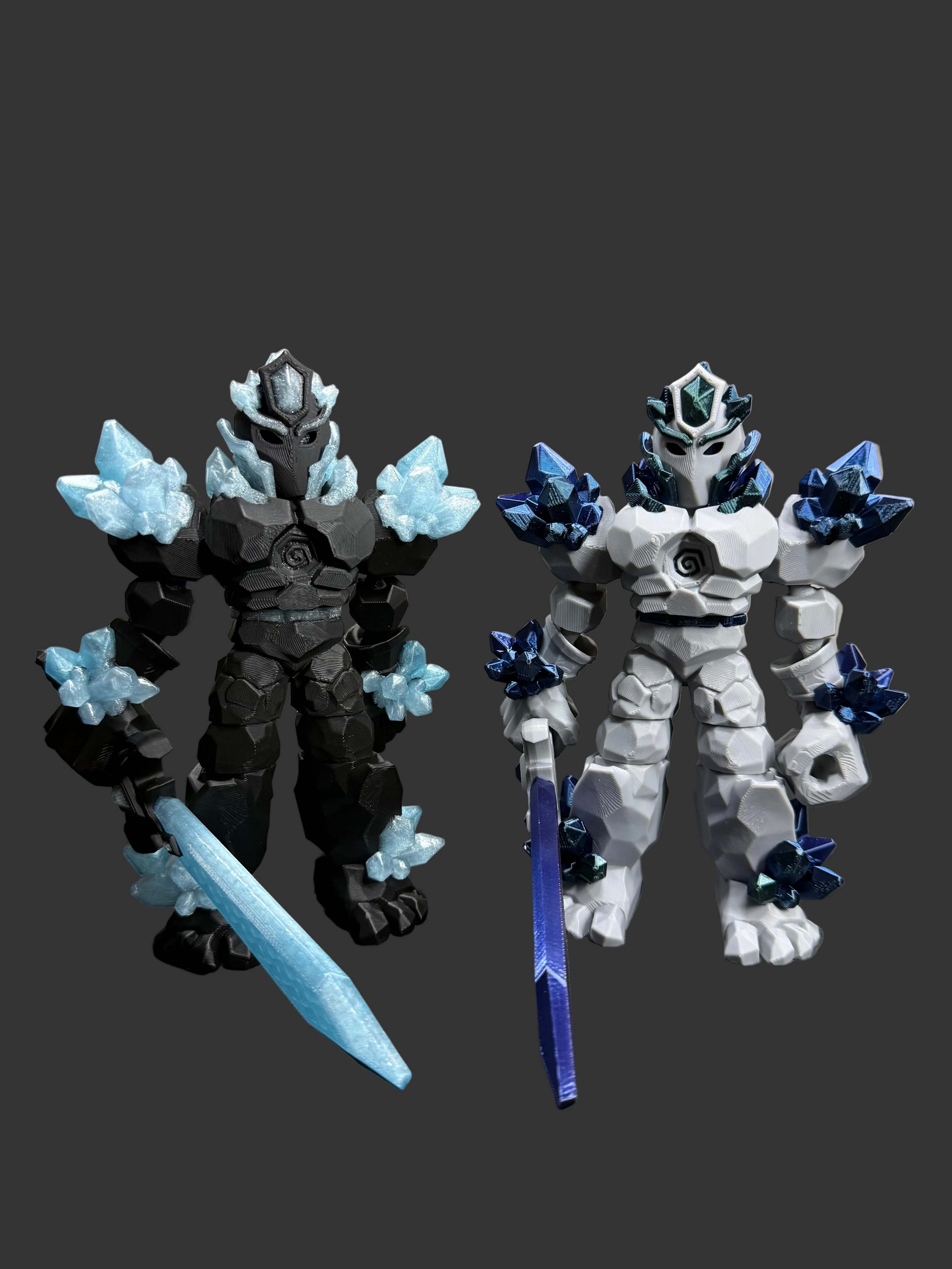 Crystal Warrior Articulated Flexi Figure – Ice Knight Poseable Dragon Guardian – 3D Printed Fantasy Collectible
