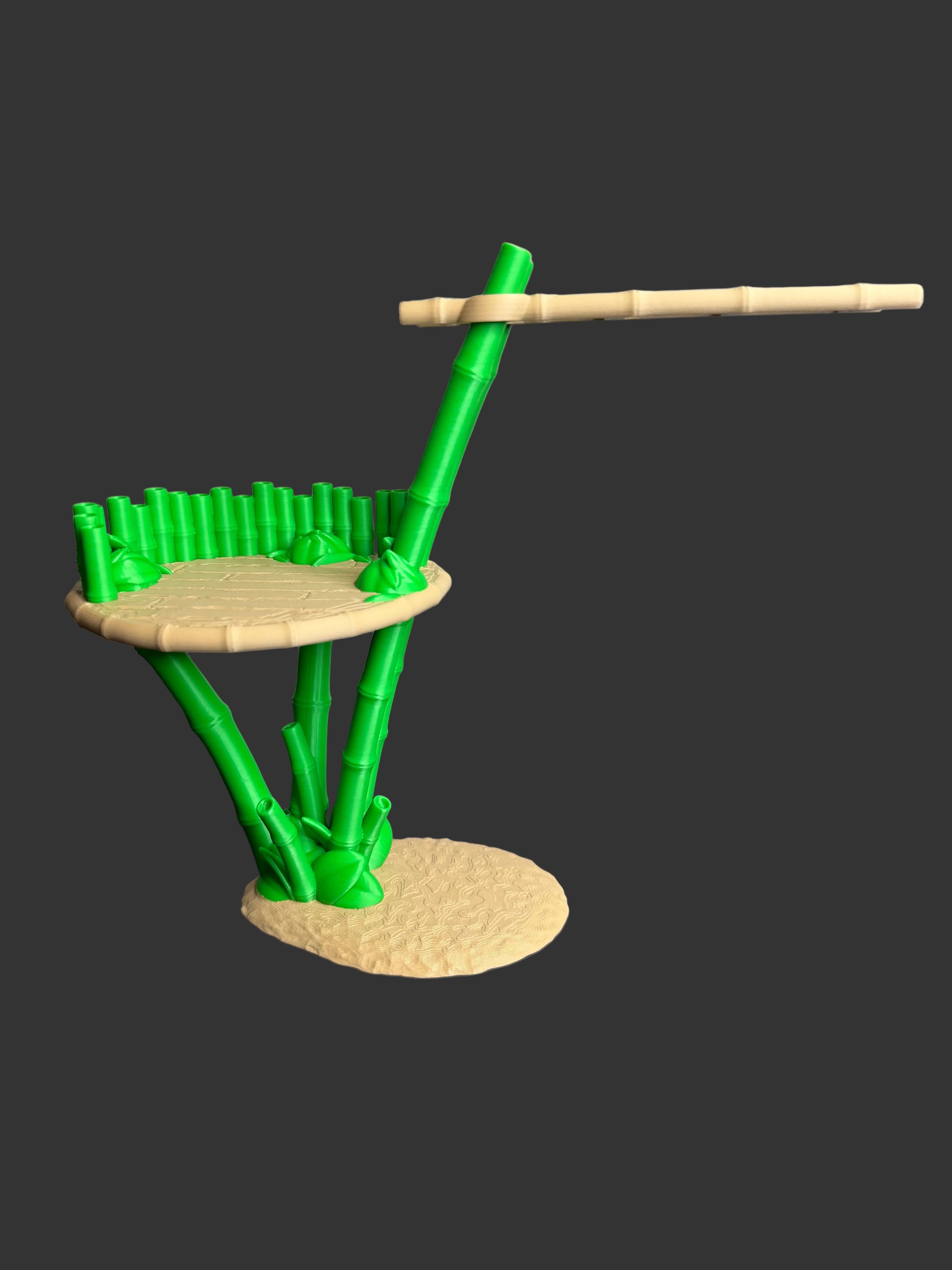 Panda with Bamboo Platform & Ladder – 3D Printed Panda Figurine Set