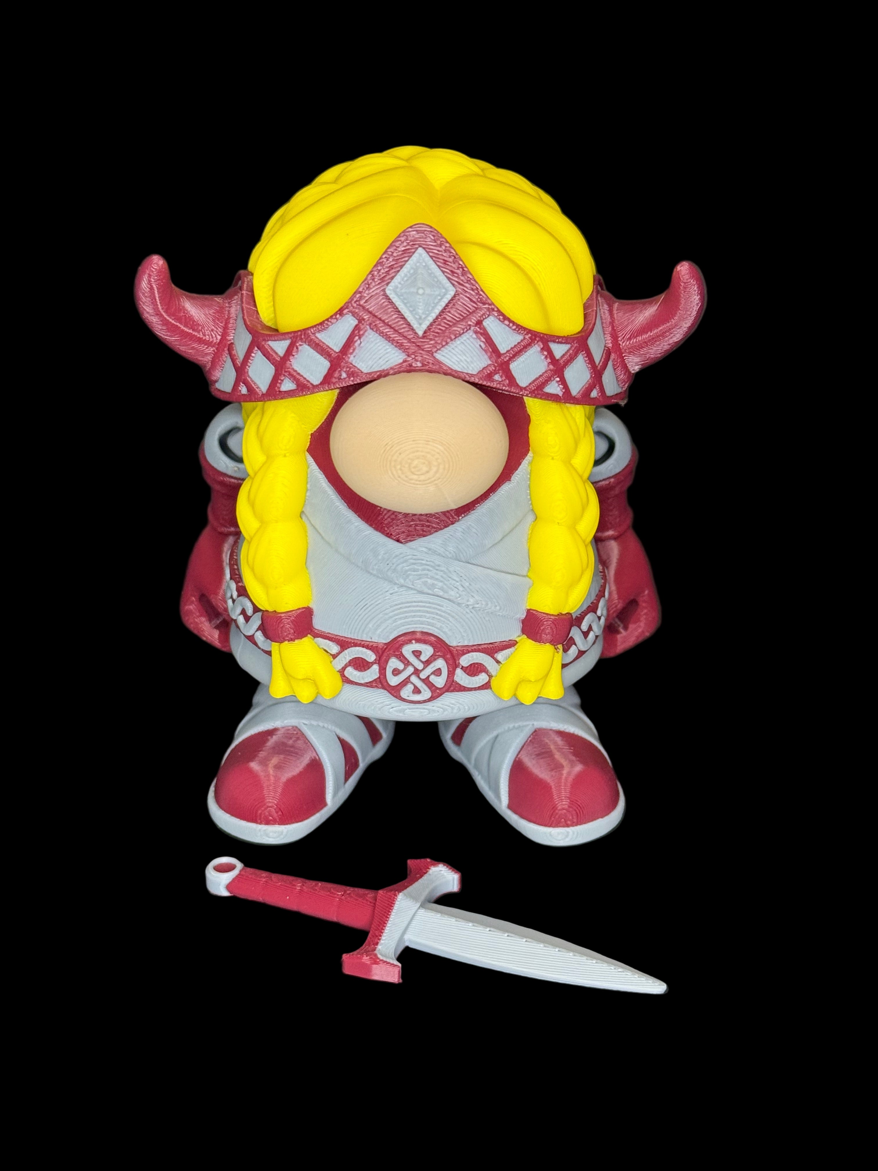 ⚔️ Female Viking Gnome with Broad Sword