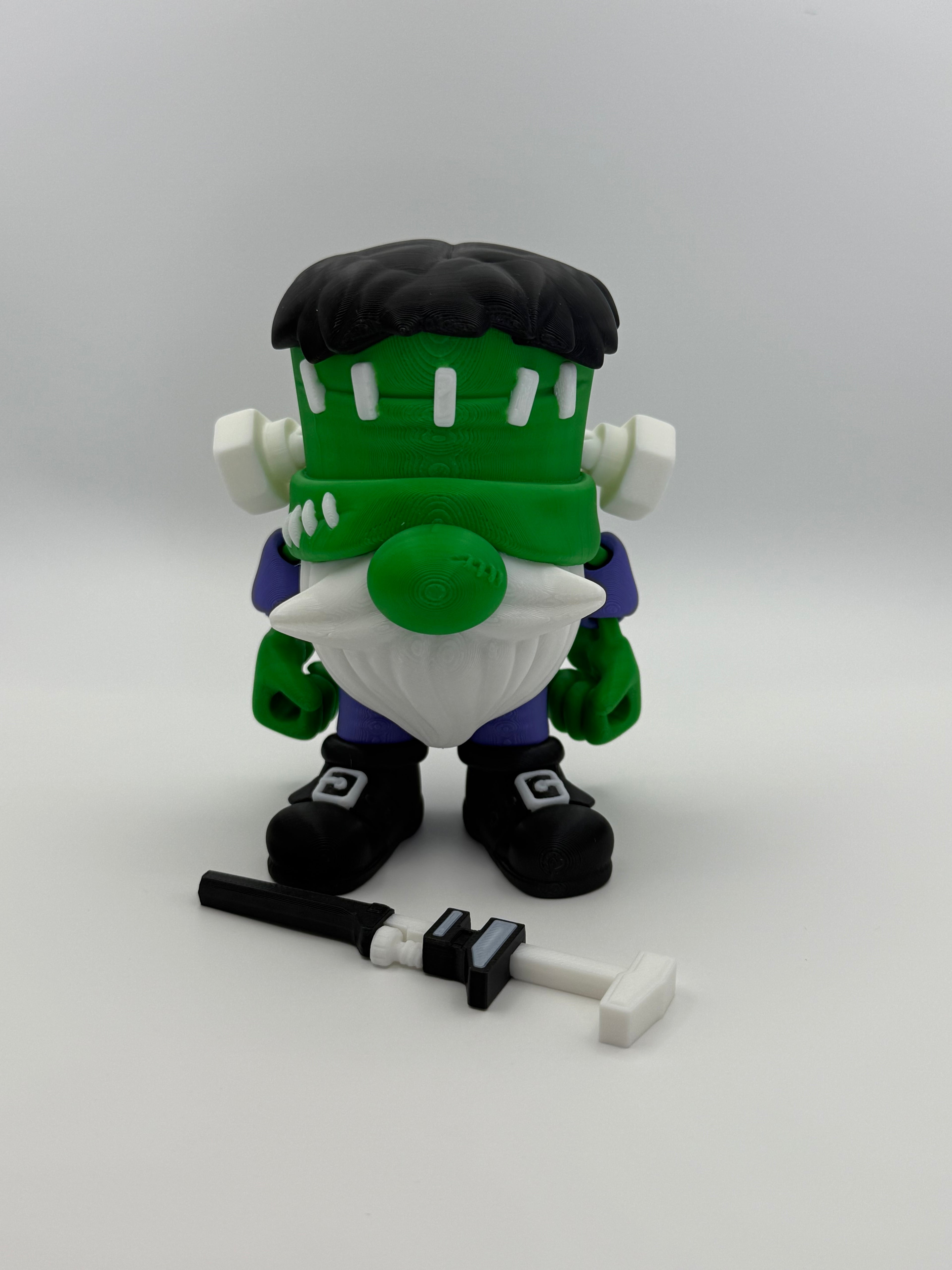 🧟 Frankenstein Gnome – 3D Printed with Pipe Wrench Accessory