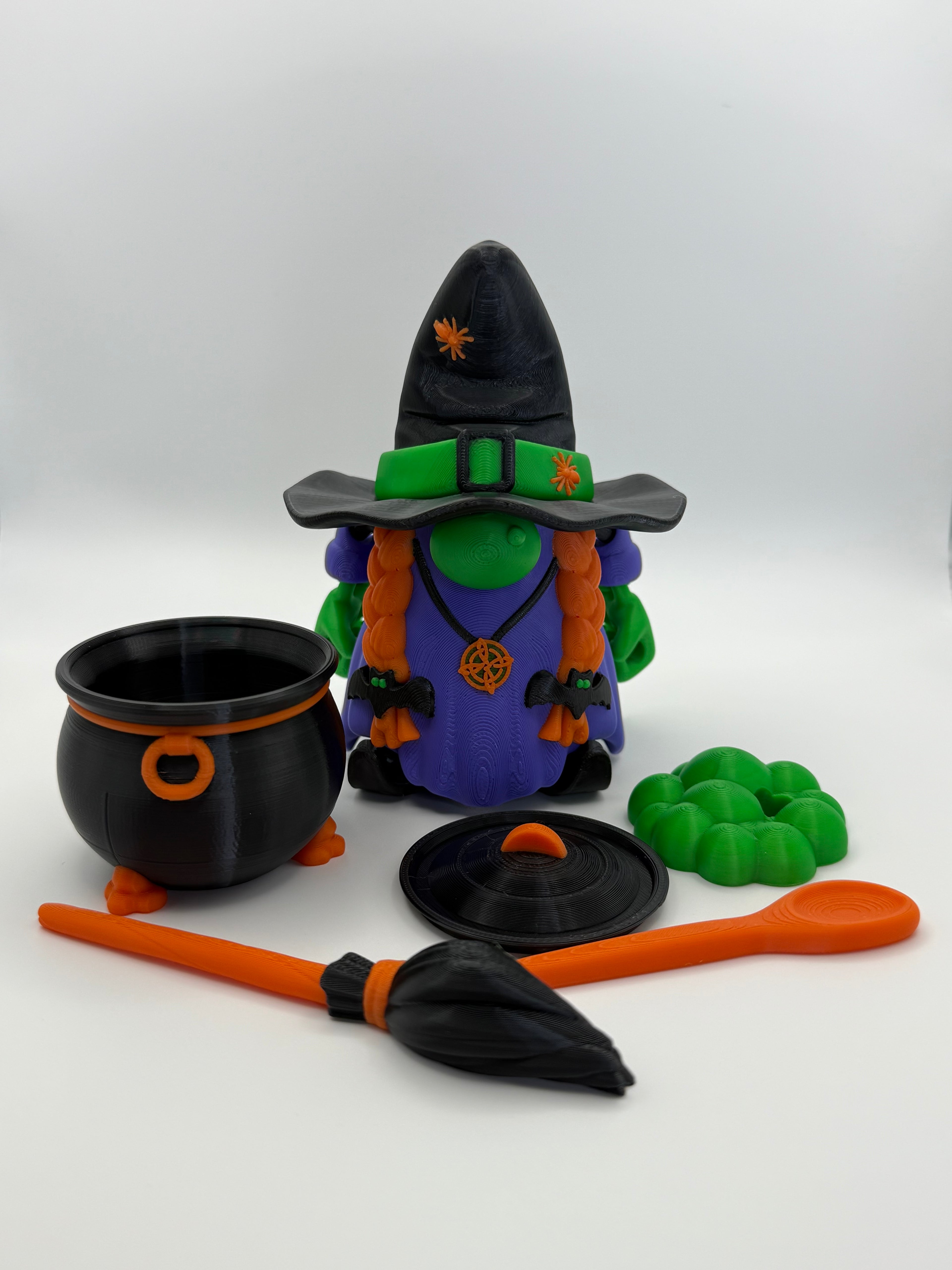 Witch Gnome with Cauldron and Accessories – 5.5” Tall