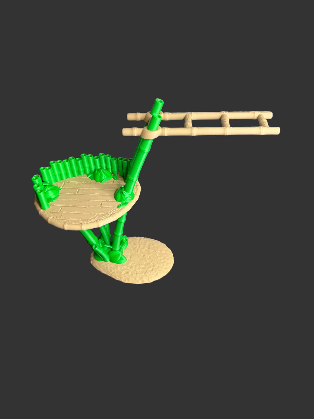 Panda with Bamboo Platform & Ladder – 3D Printed Panda Figurine Set