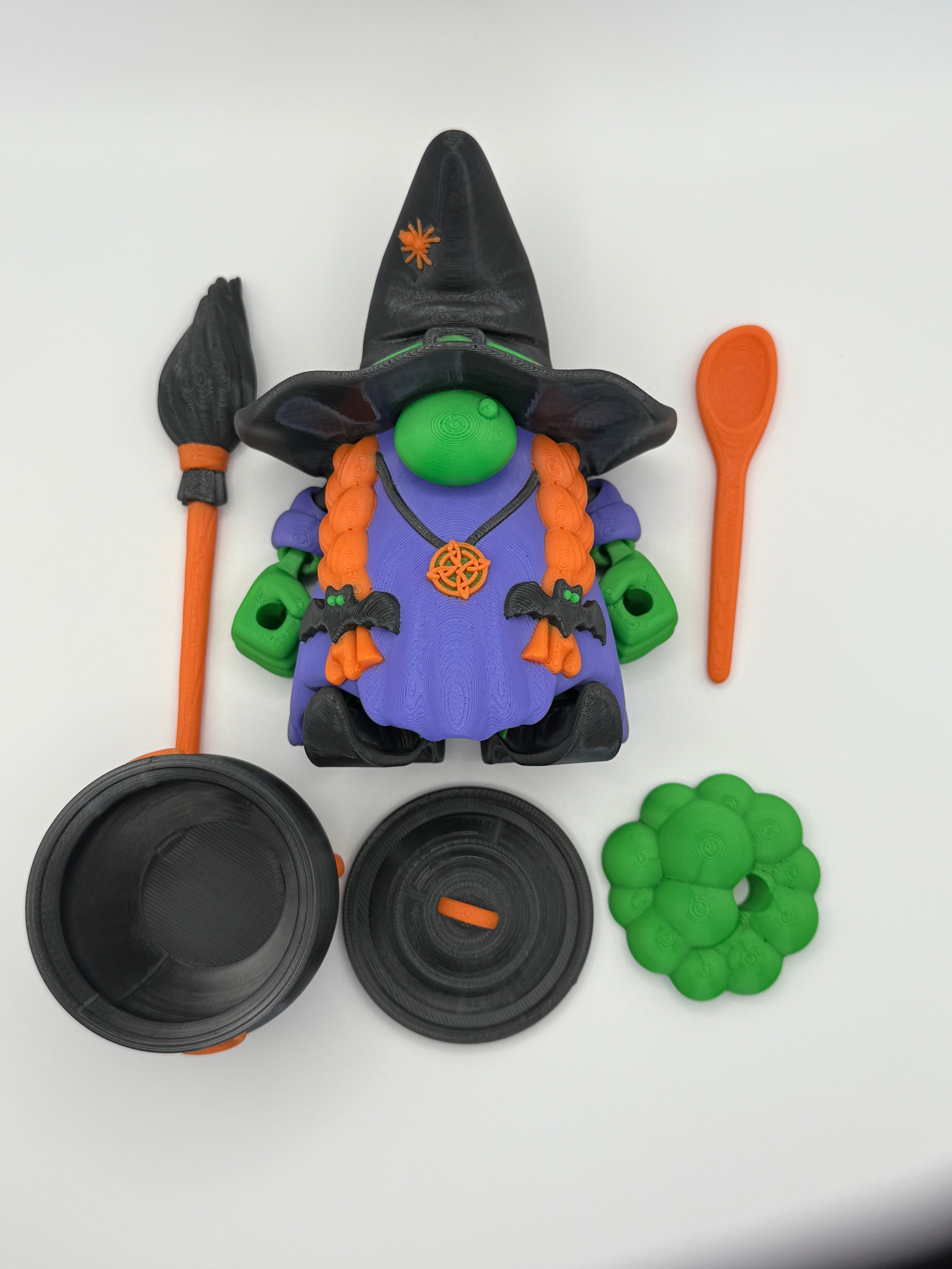 Witch Gnome with Cauldron and Accessories – 5.5” Tall