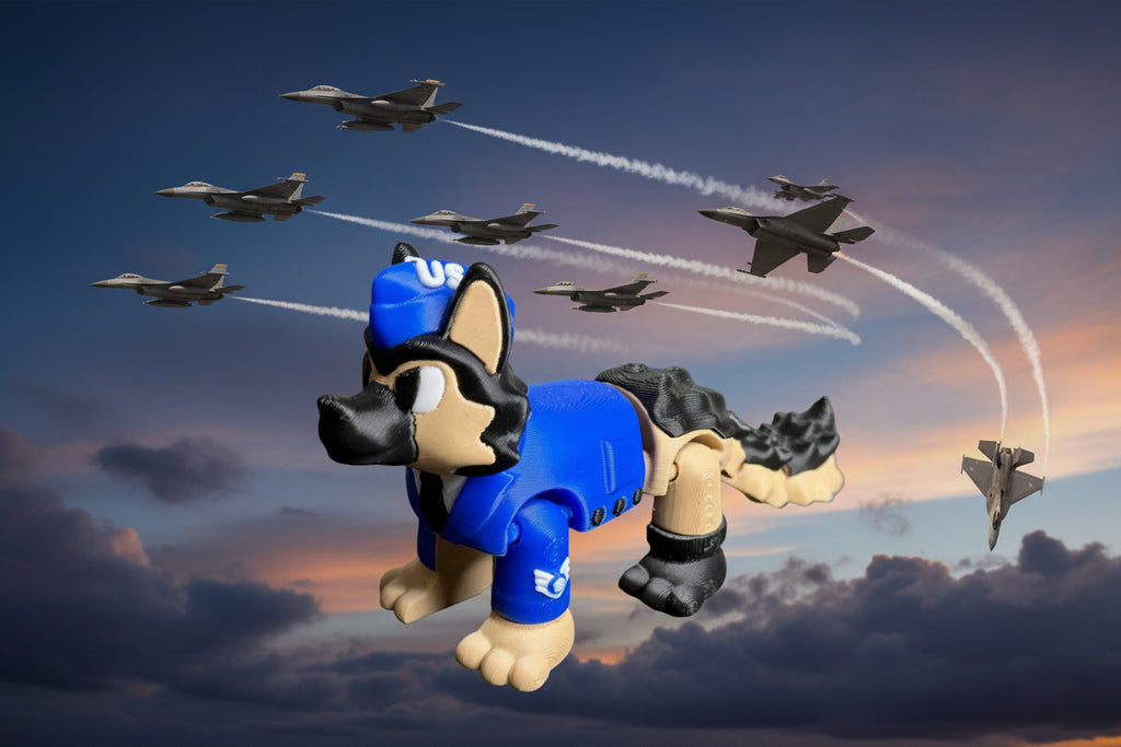 Airforce Flexi German Shepherd – 3D Printed Patriotic Military K9