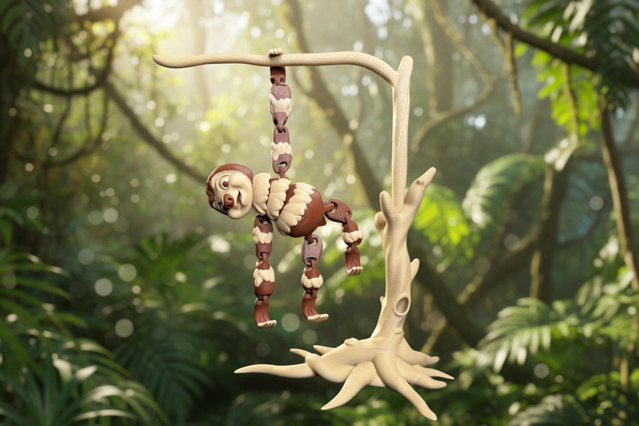 Flexi Sloth with Hanging Tree – Articulated Sloth Toy